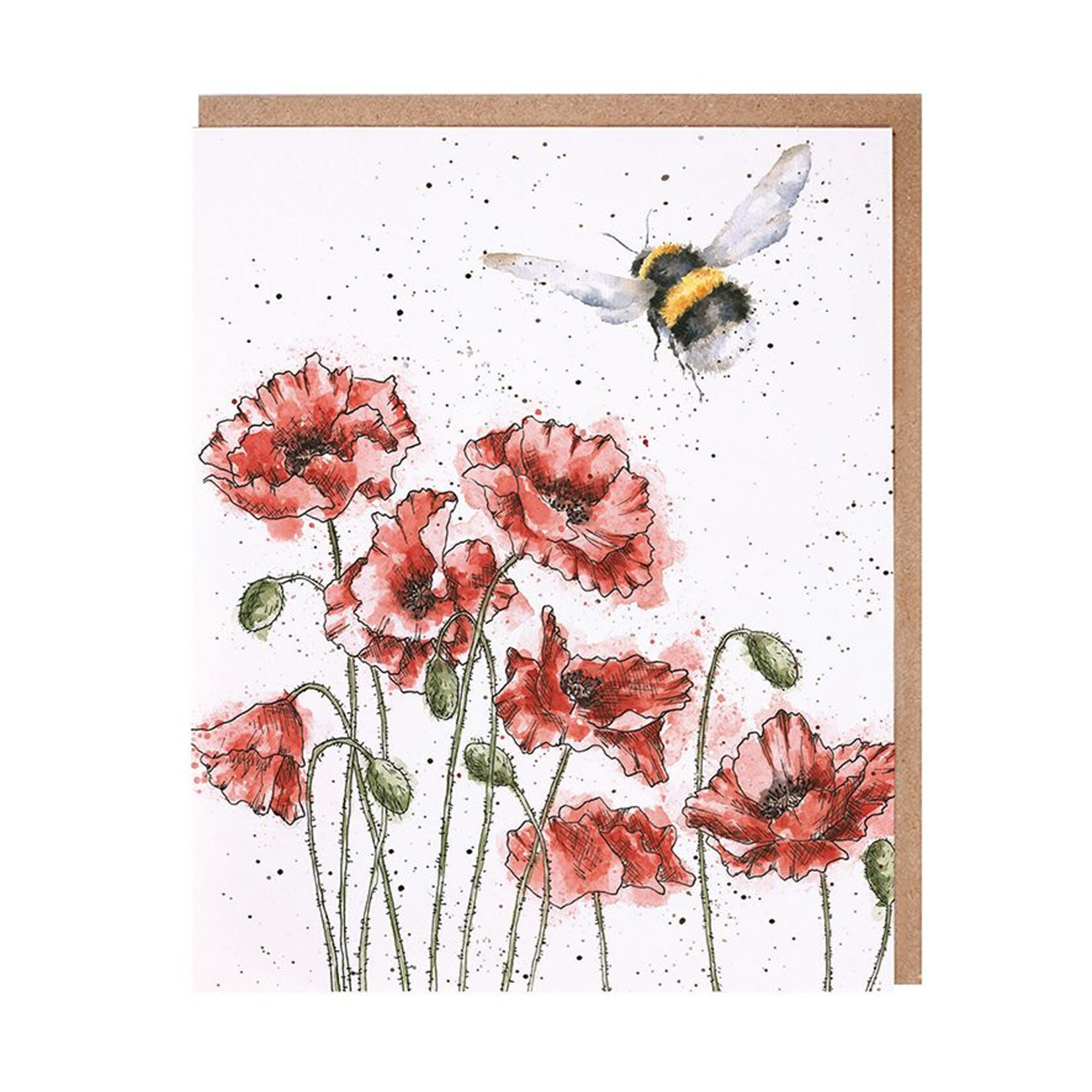 Wrendale Notecard Set - Poppies and Bee