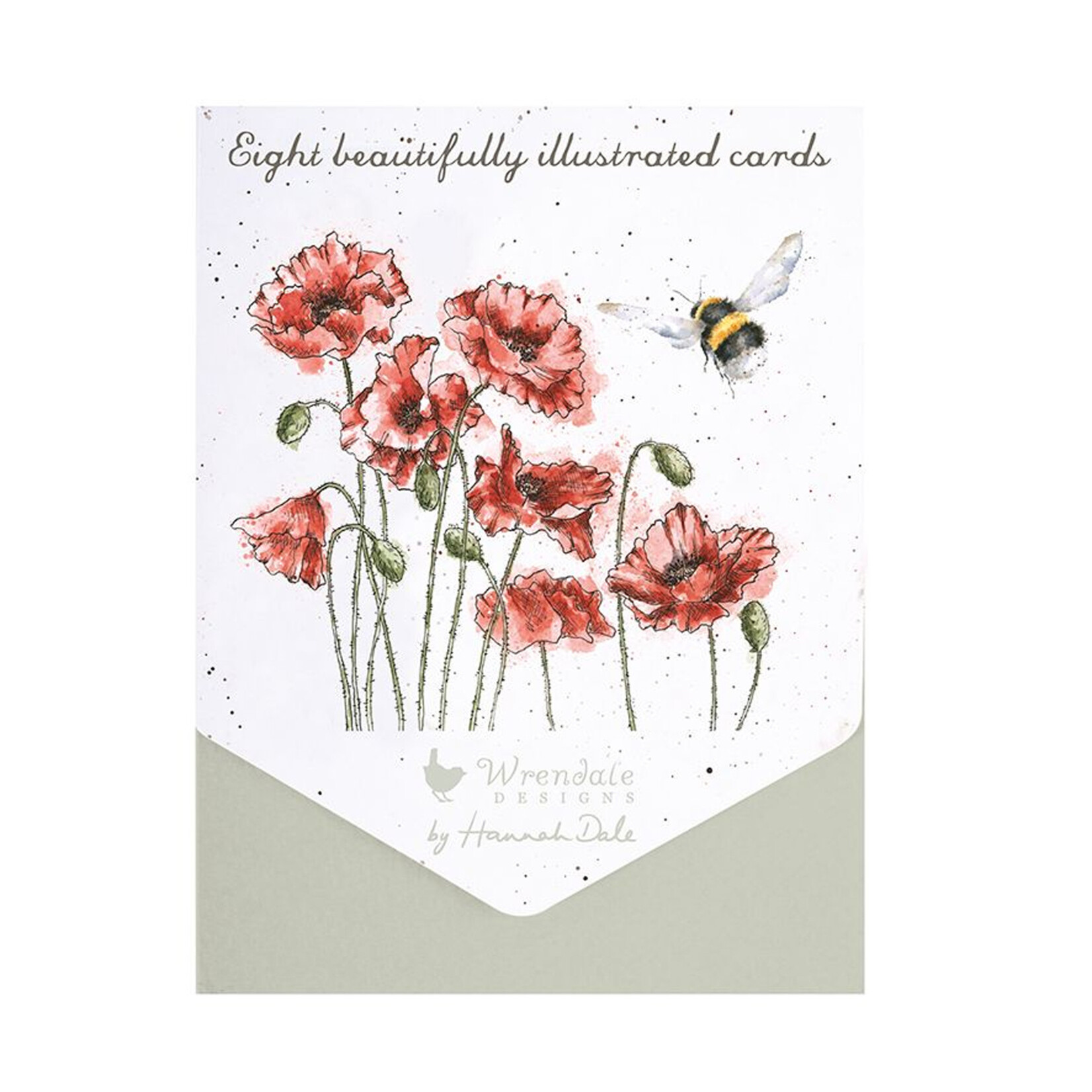 Wrendale Notecard Set - Poppies and Bee
