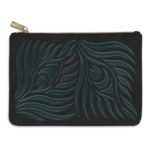 Punch Studio Embroidered Pouch - Nightshade Peacock Grid