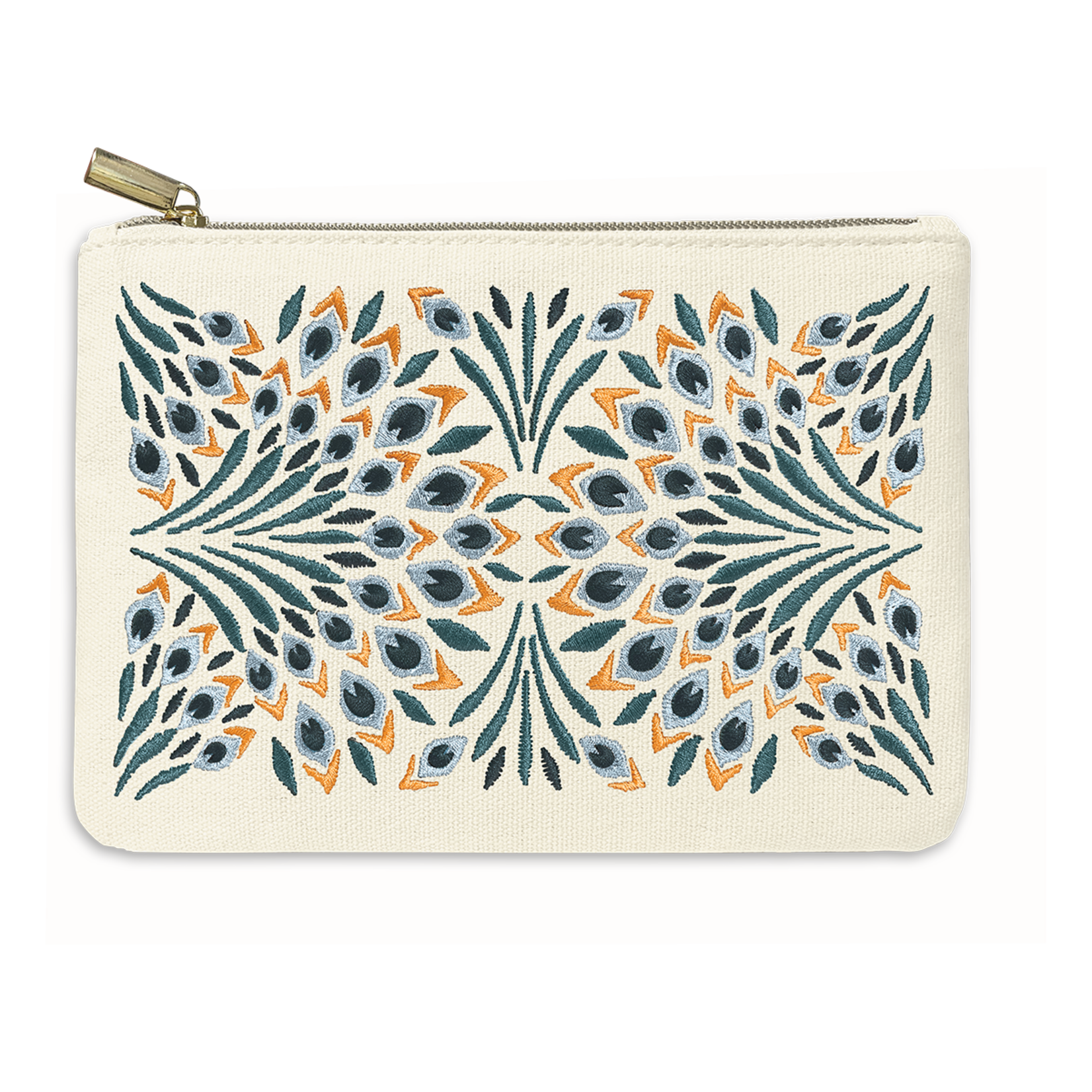 Punch Studio Embroidered Pouch - Nightshade Peacock Fan
