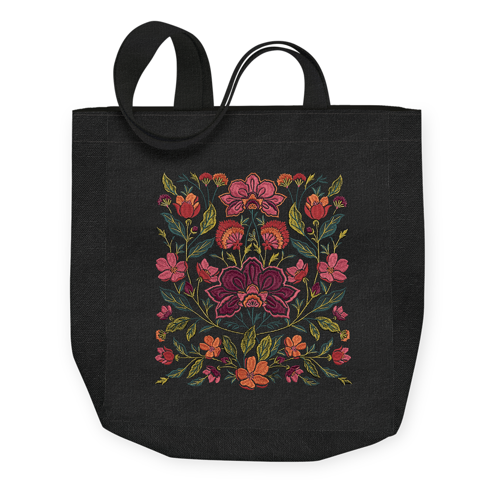 Punch Studio Embroidered Canvas Tote - Renaissance Black