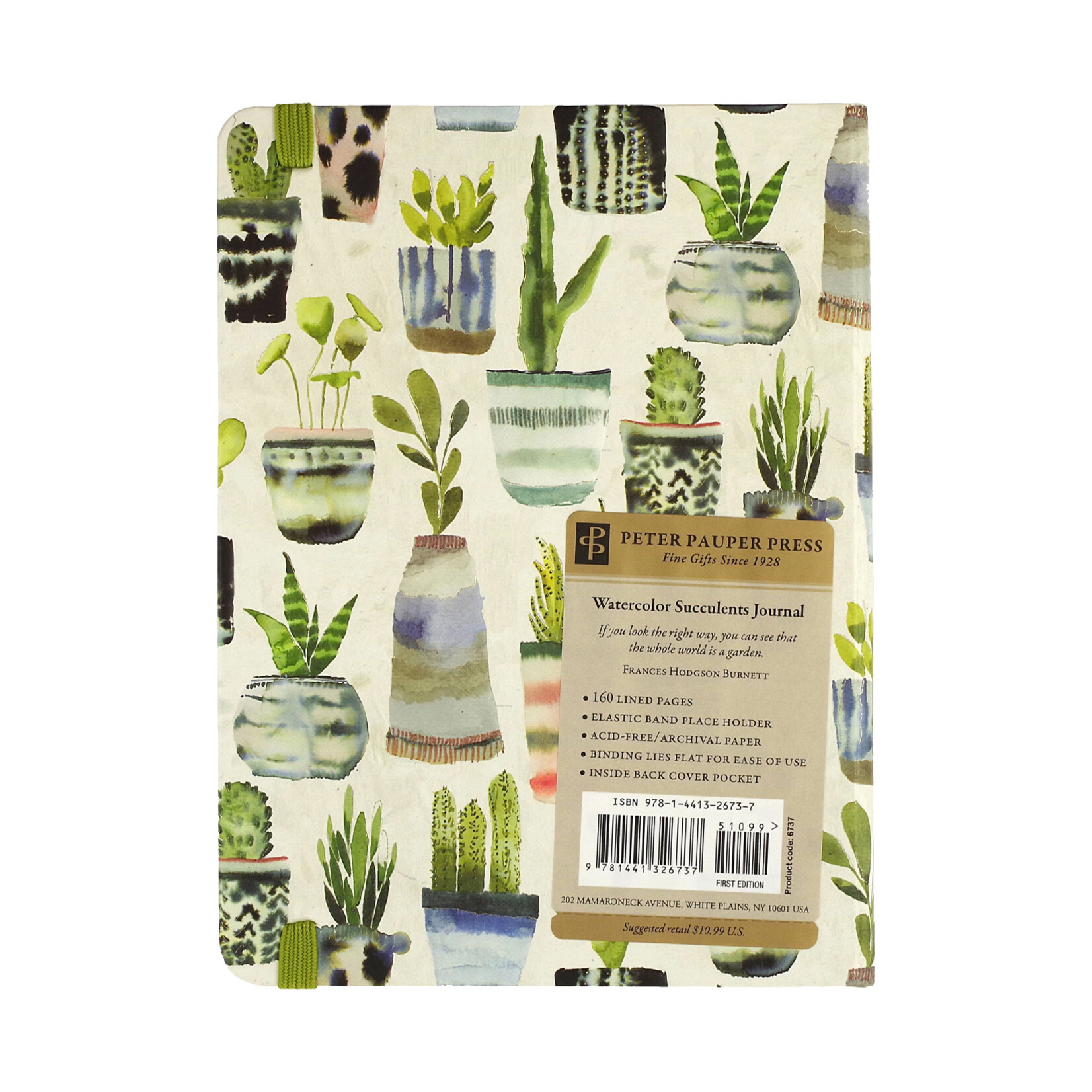 Peter Pauper Press Journal - Mid-Size - Watercolor Succulents