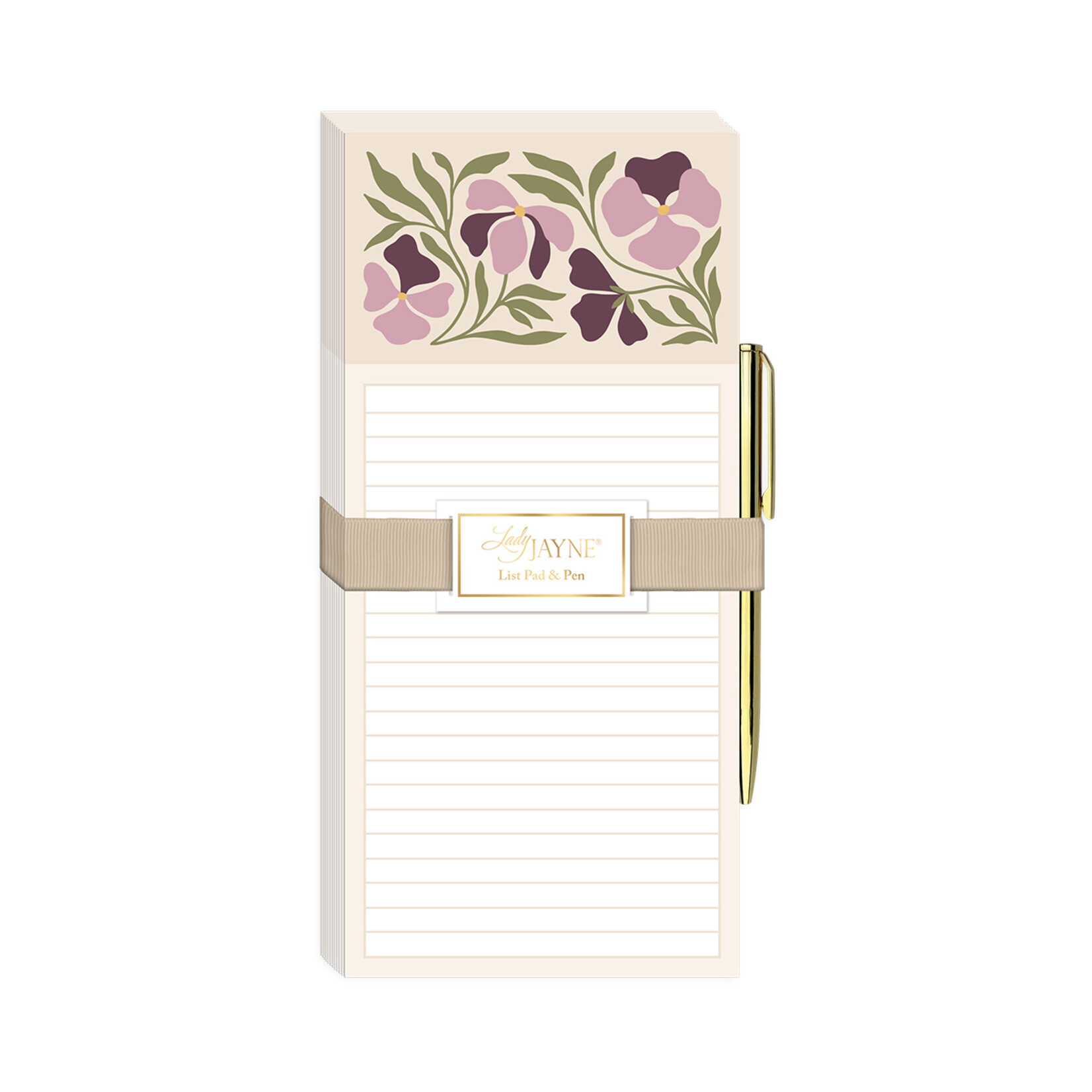 Lady Jayne Magnetic Notepad & Pen - Pansies
