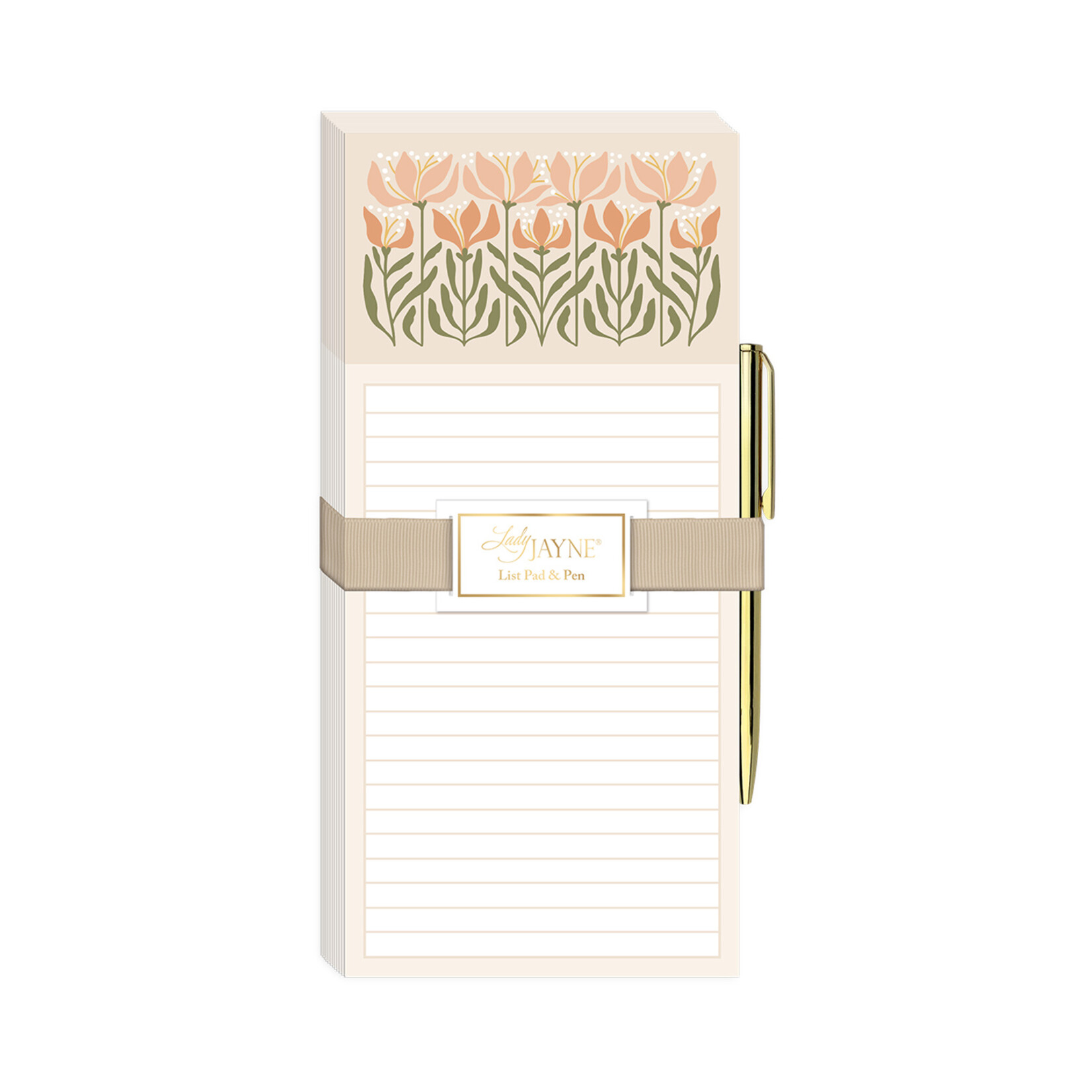 Lady Jayne Magnetic Notepad & Pen - Lilies