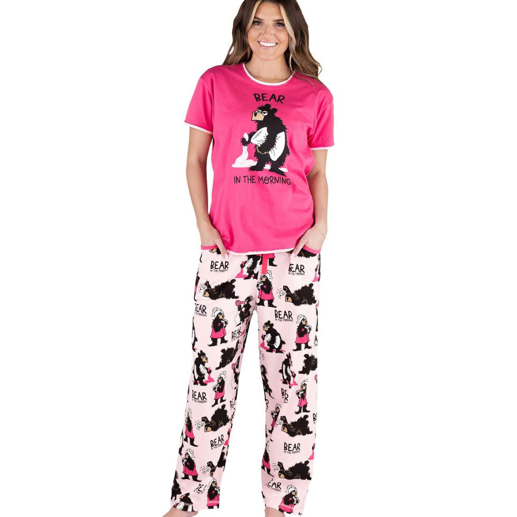 Lazy One Women's PJ Tee / PJ Pants - Bear in the Morning