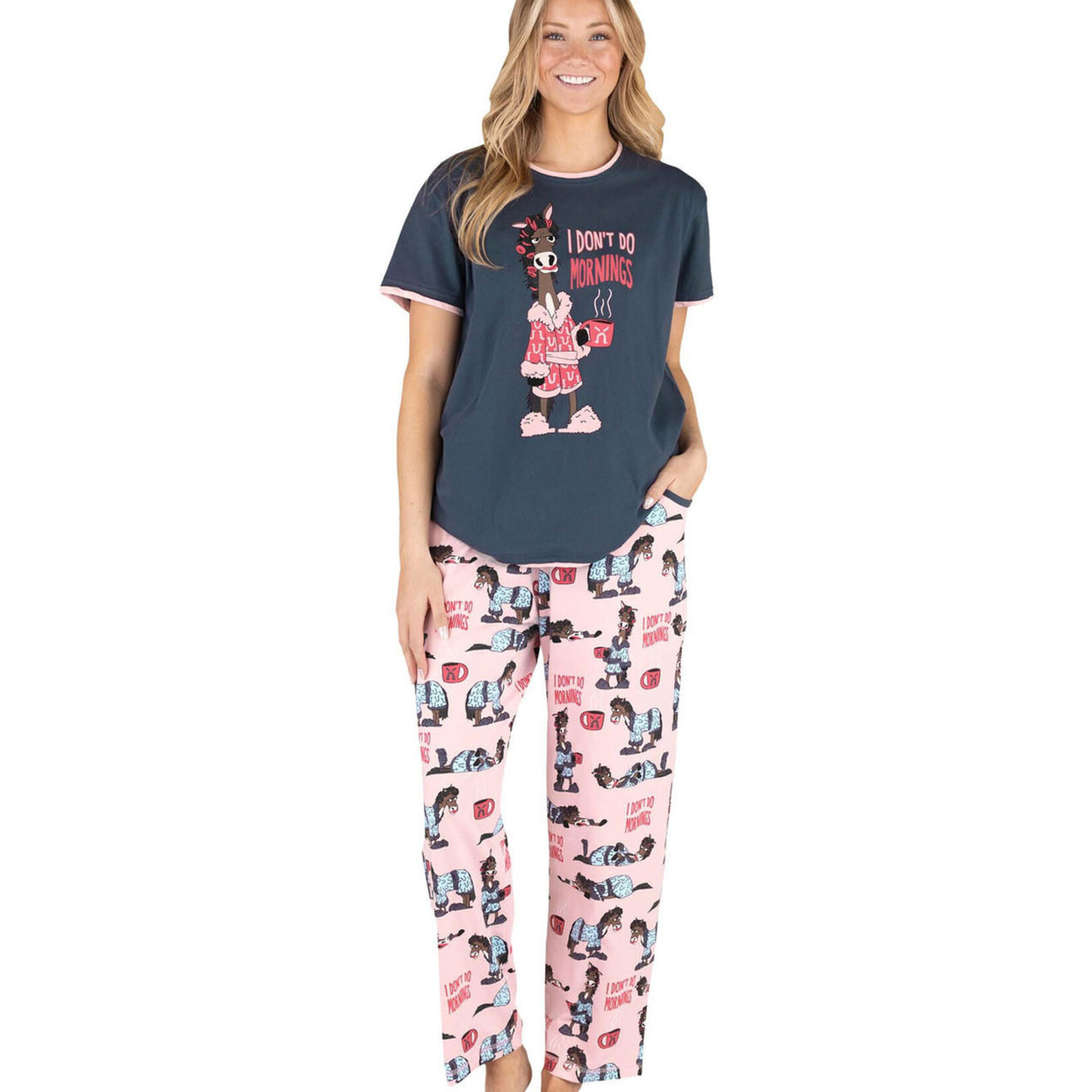 Lazy One Women's PJ Tee / PJ Pants - I Don't Do Mornings