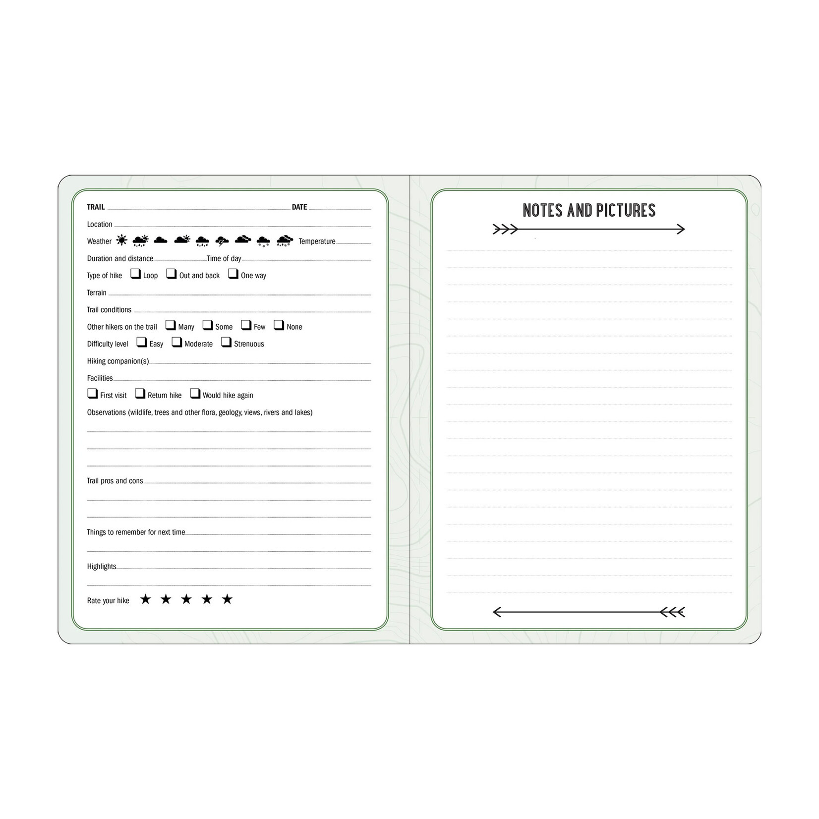 Peter Pauper Press Journal - Hiking Logbook