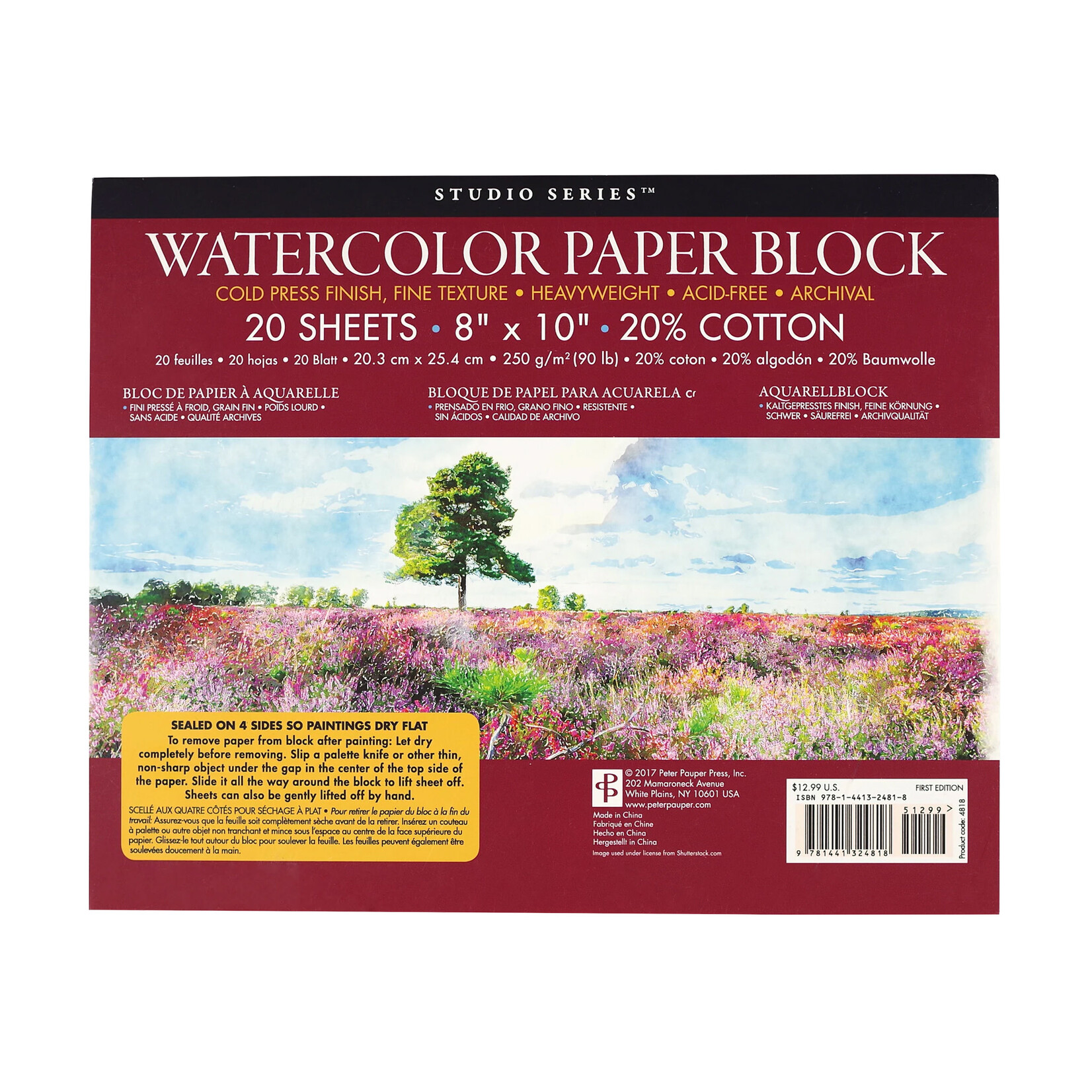 Peter Pauper Press Studio Series - Watercolor Paper Block