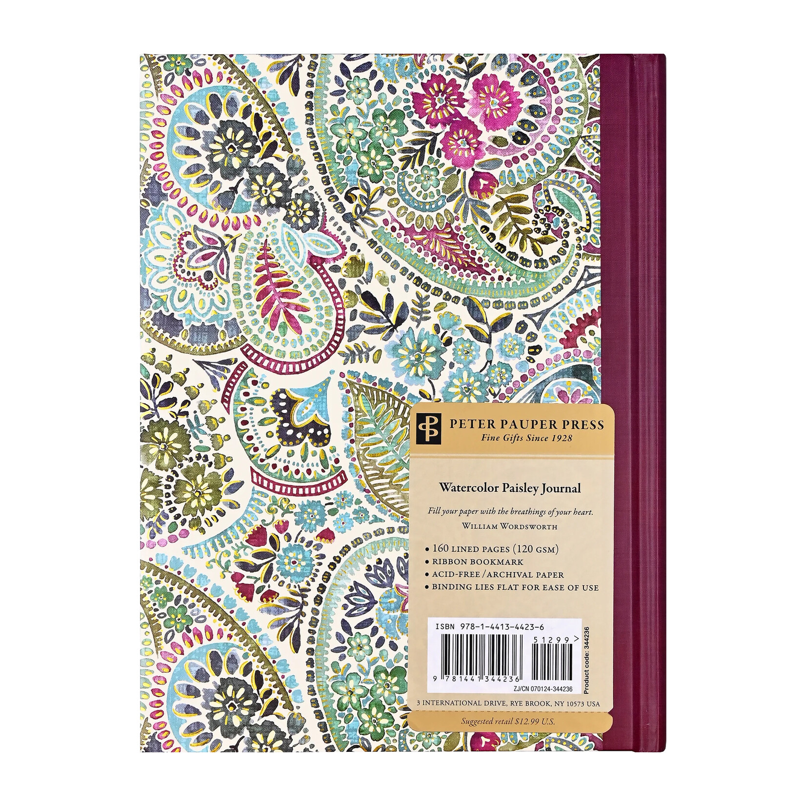 Peter Pauper Press Journal - Bookbound - Watercolor Paisley