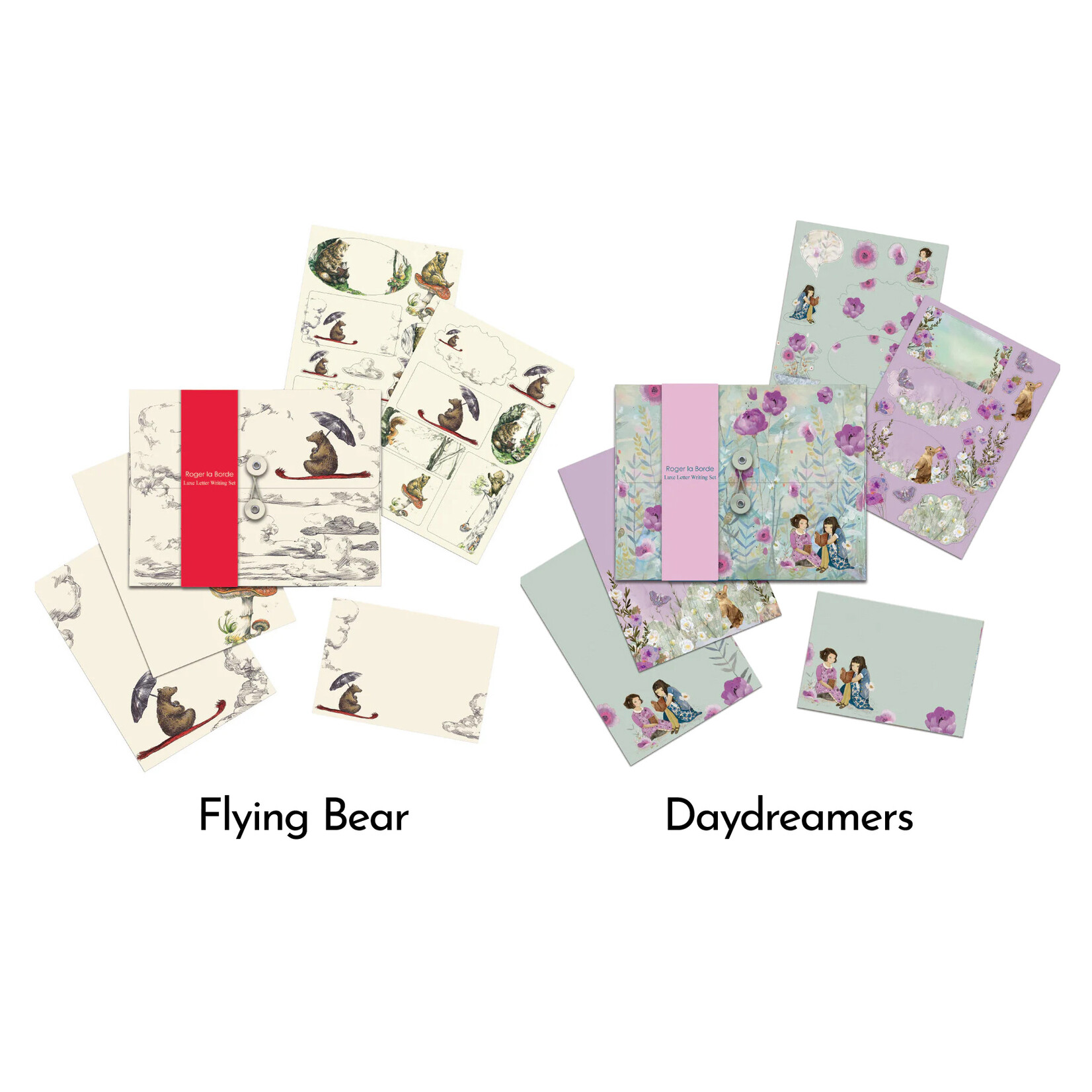 Roger La Borde Luxe Letter Writing Set - Flying Bear / Daydreamers / Dreamland Butterflies / Dreamland / Yoga in the Park / Cosmic Rabbit