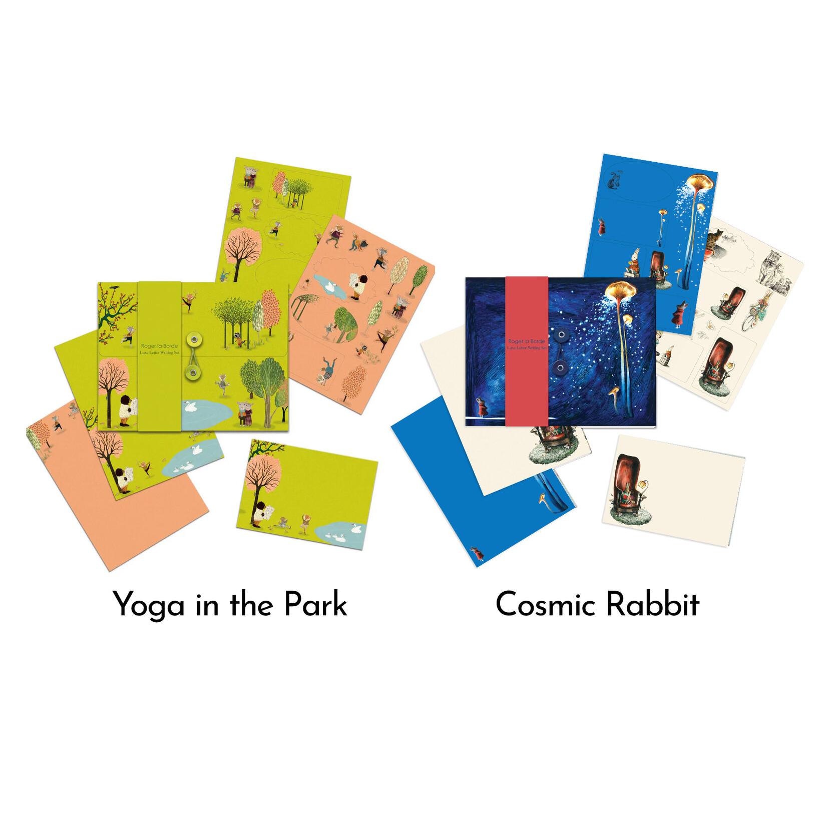 Roger La Borde Luxe Letter Writing Set - Flying Bear / Daydreamers / Dreamland Butterflies / Dreamland / Yoga in the Park / Cosmic Rabbit
