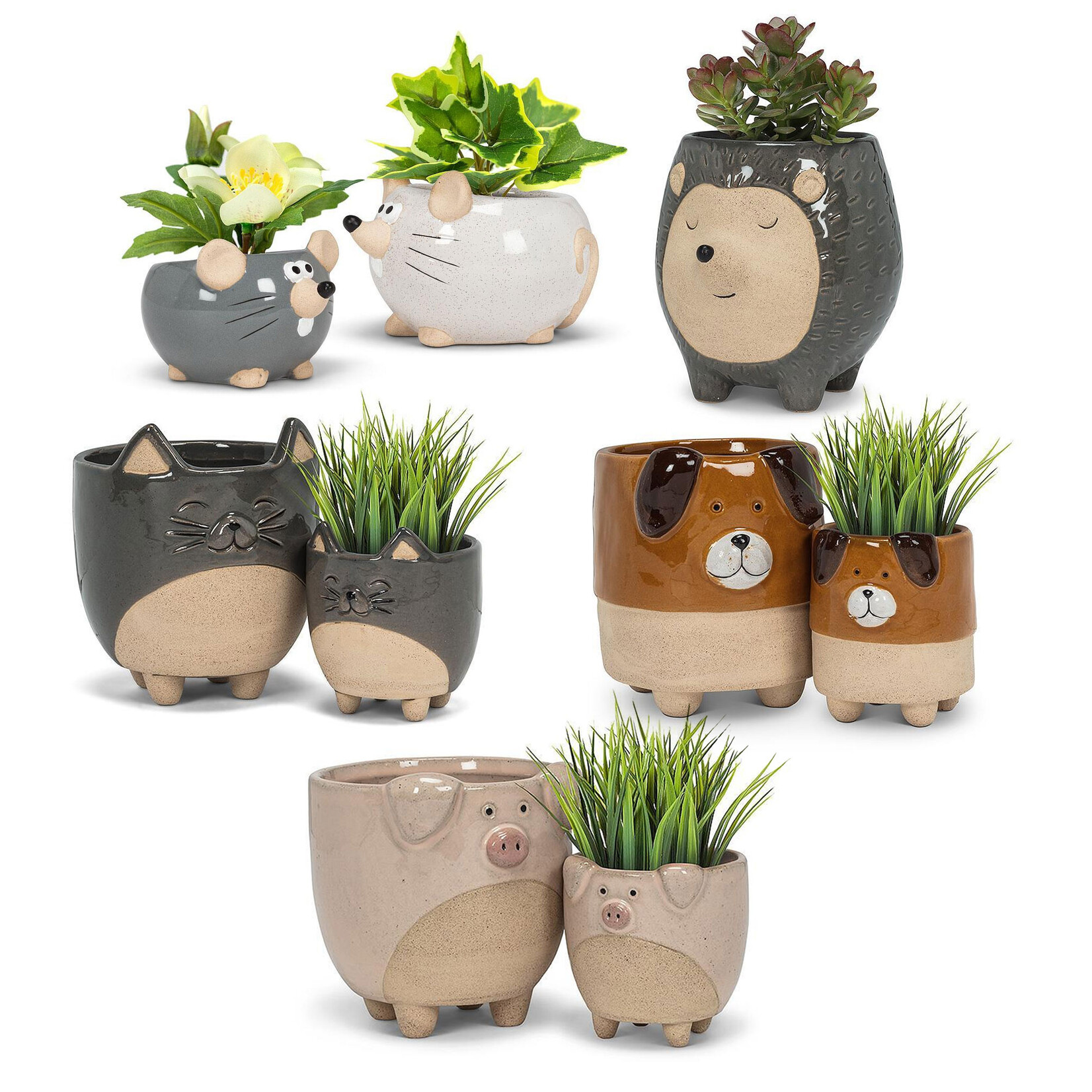 Abbott Stoneware Planter - Animals (Assorted Styles)