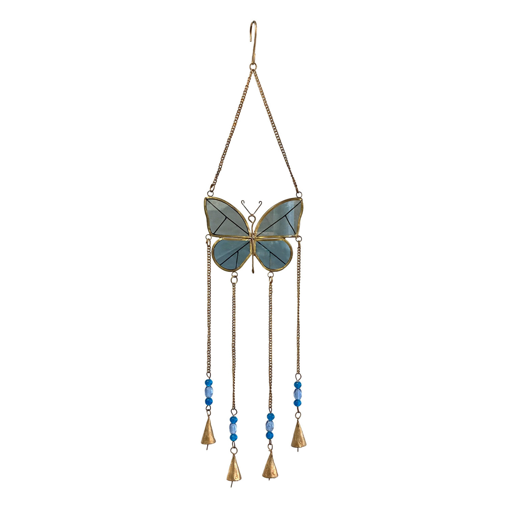 Butterfly Glass & Bell Wind Chimes