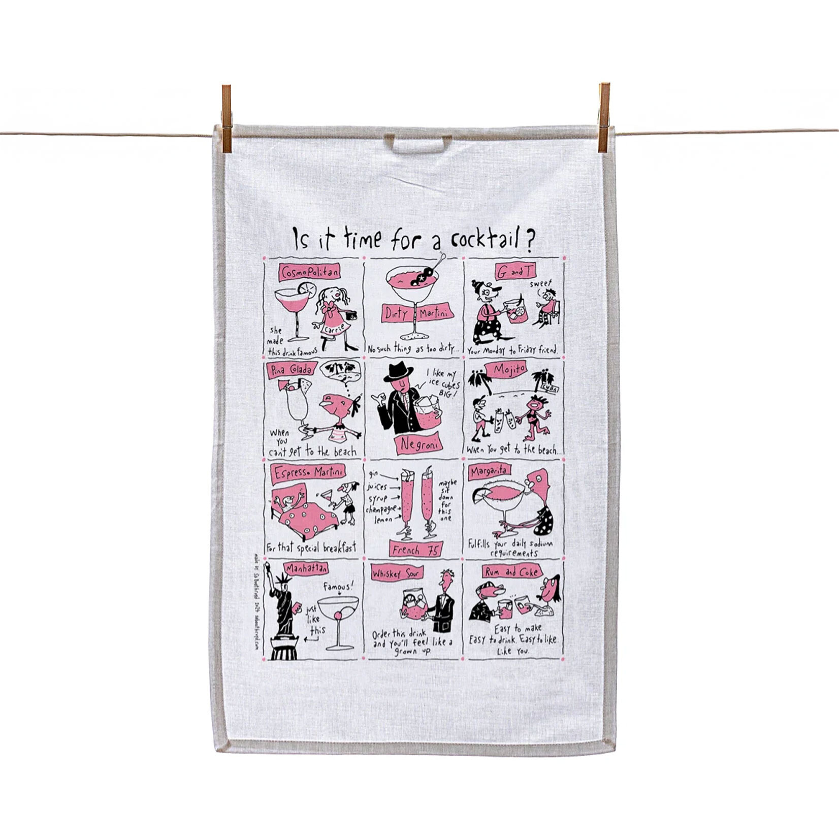 Sa Boothroyd Tea Towel - Cocktails