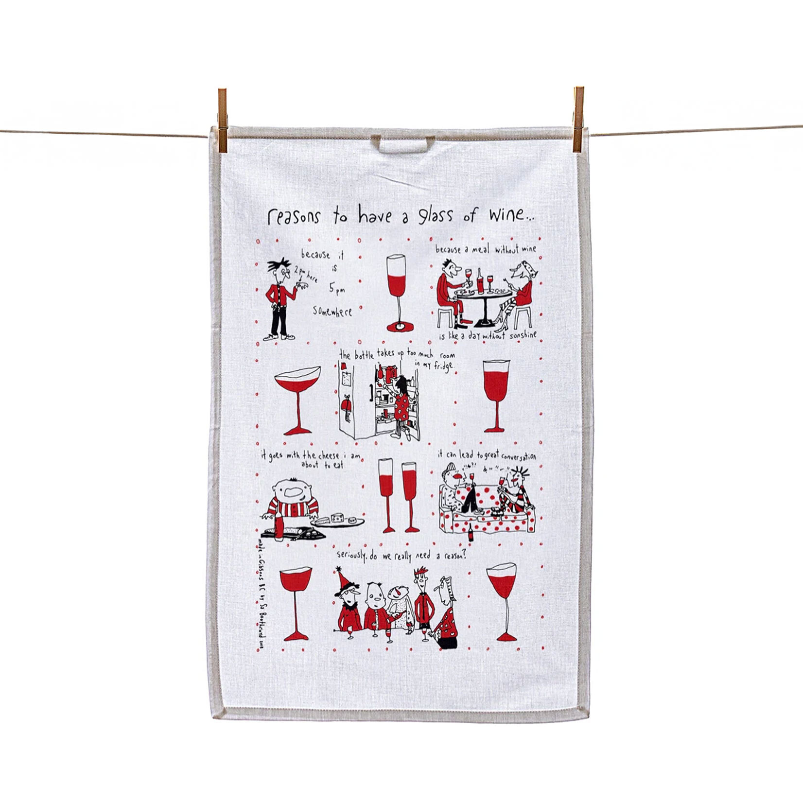 Sa Boothroyd Tea Towel - Wine