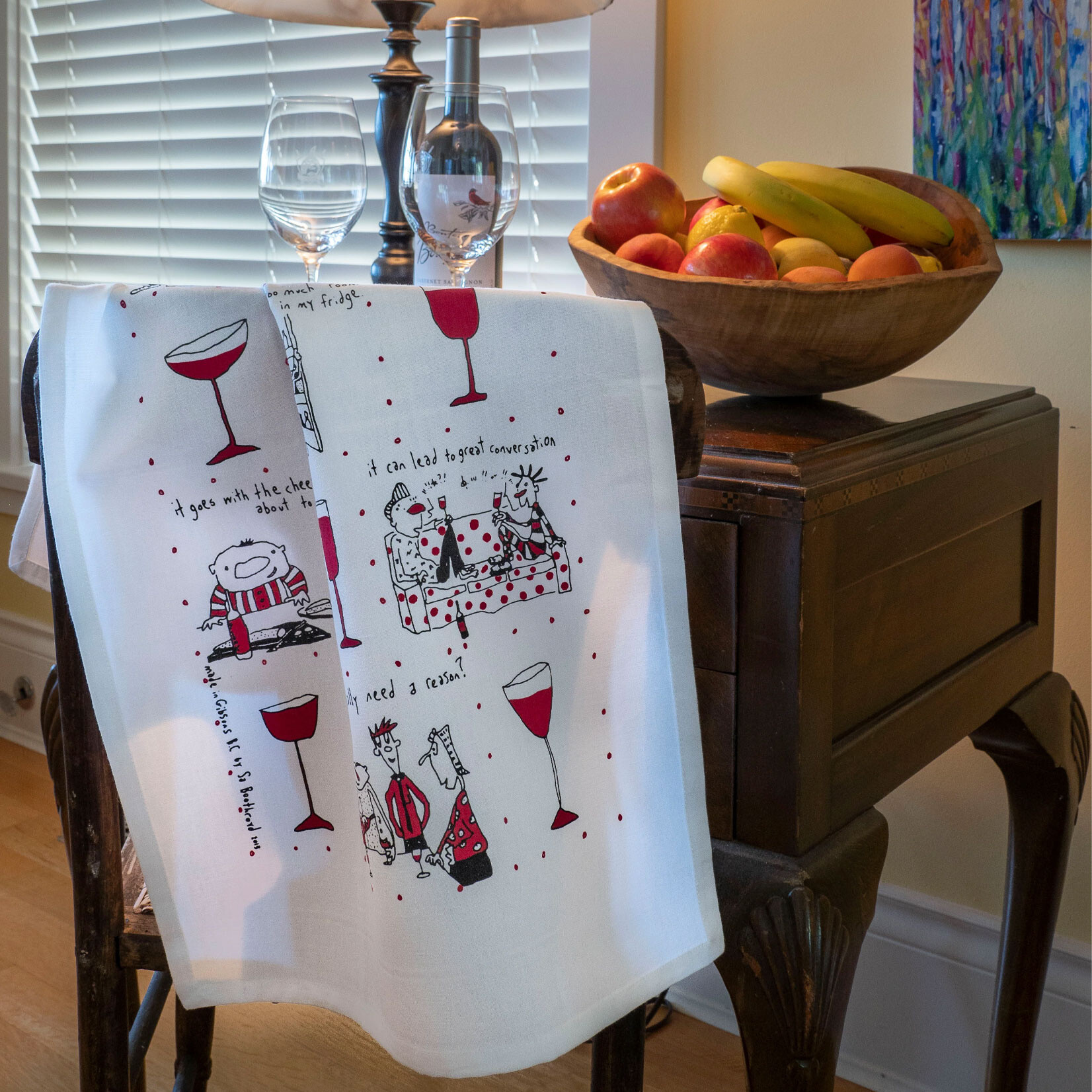 Sa Boothroyd Tea Towel - Wine