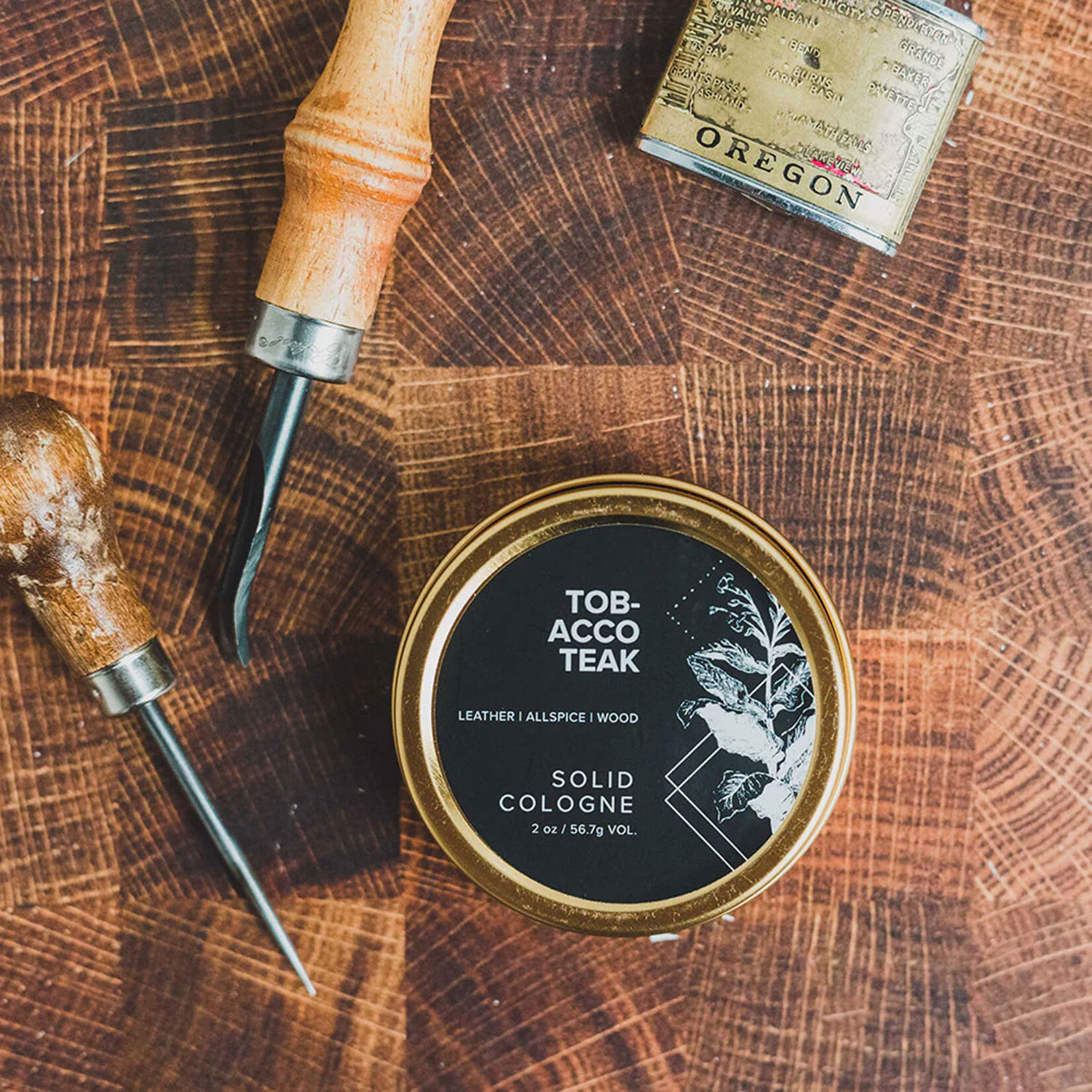 Broken Top Tobacco Teak - Solid Cologne | Body & Room Spray | Soy Candle