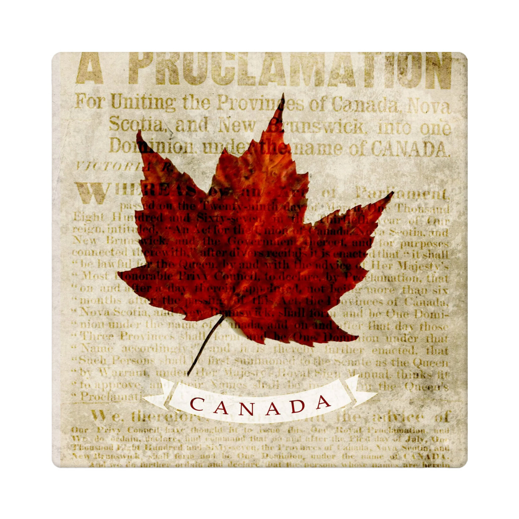 Cedar Mountain Marble Coaster - Canada Maple Leaf