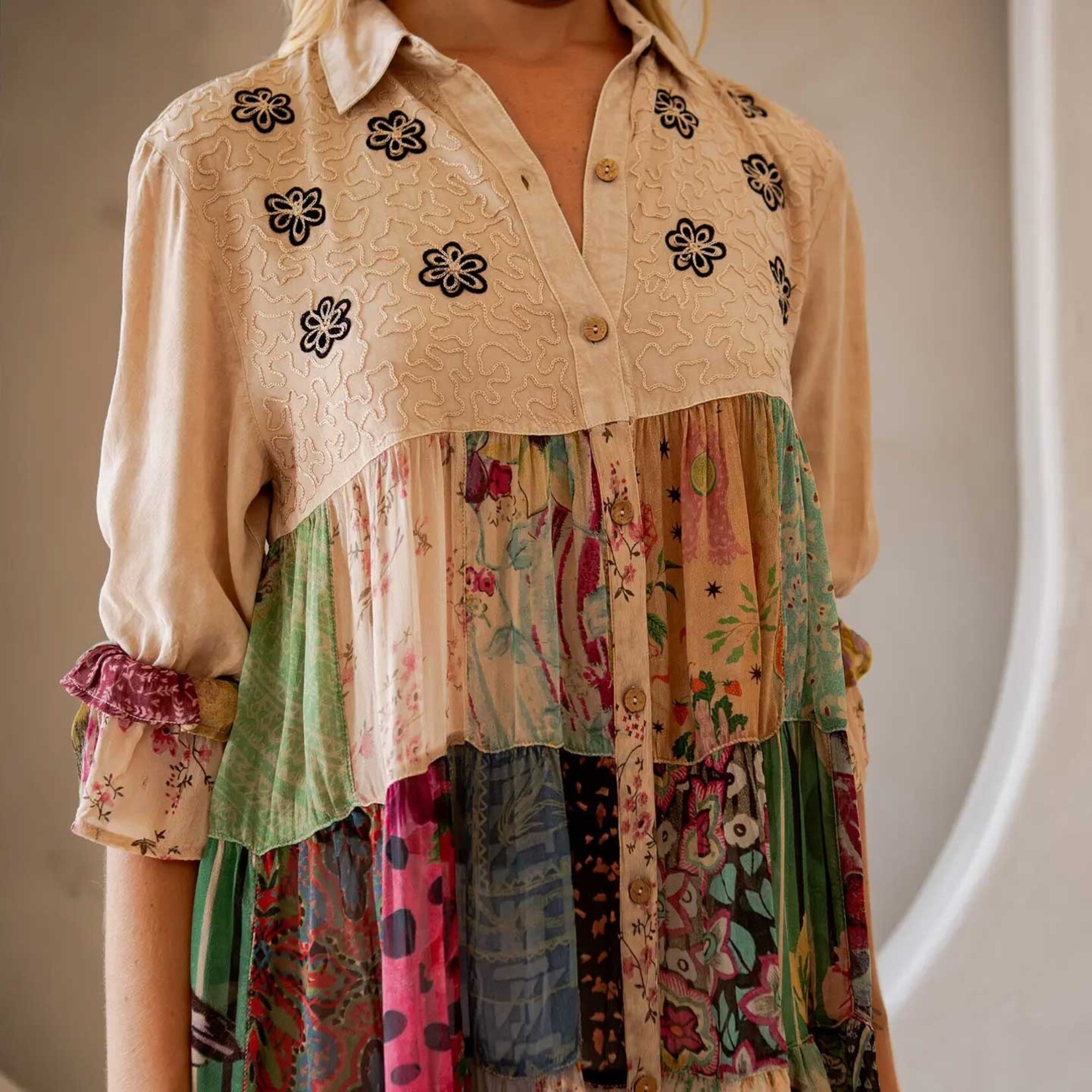 Young Threads Blouse Top - 3/4 Ruffle Sleeve