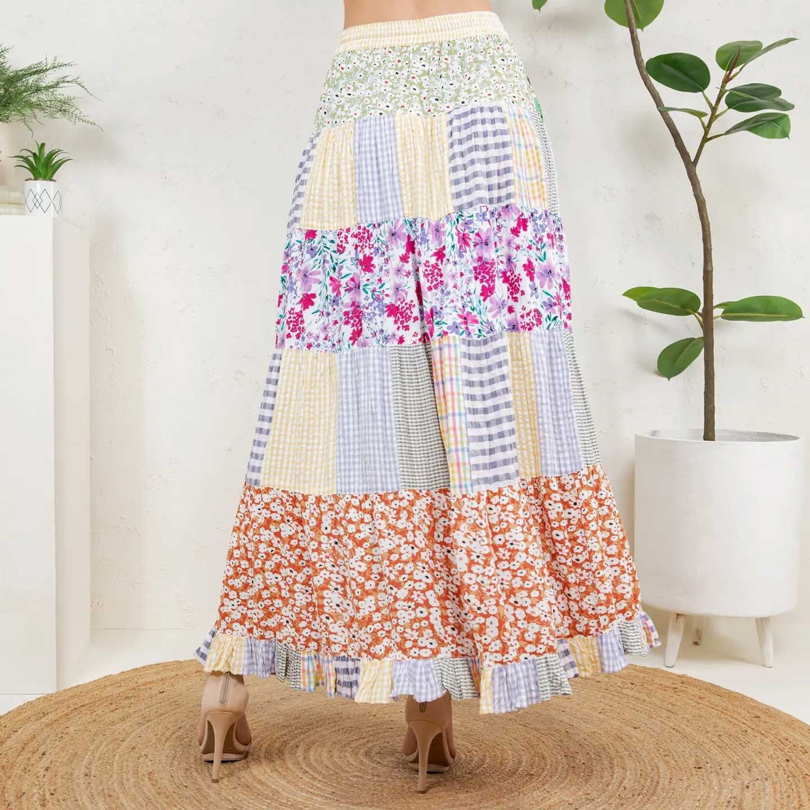 Young Threads Tiered Crinkle Boho Maxi Skirt