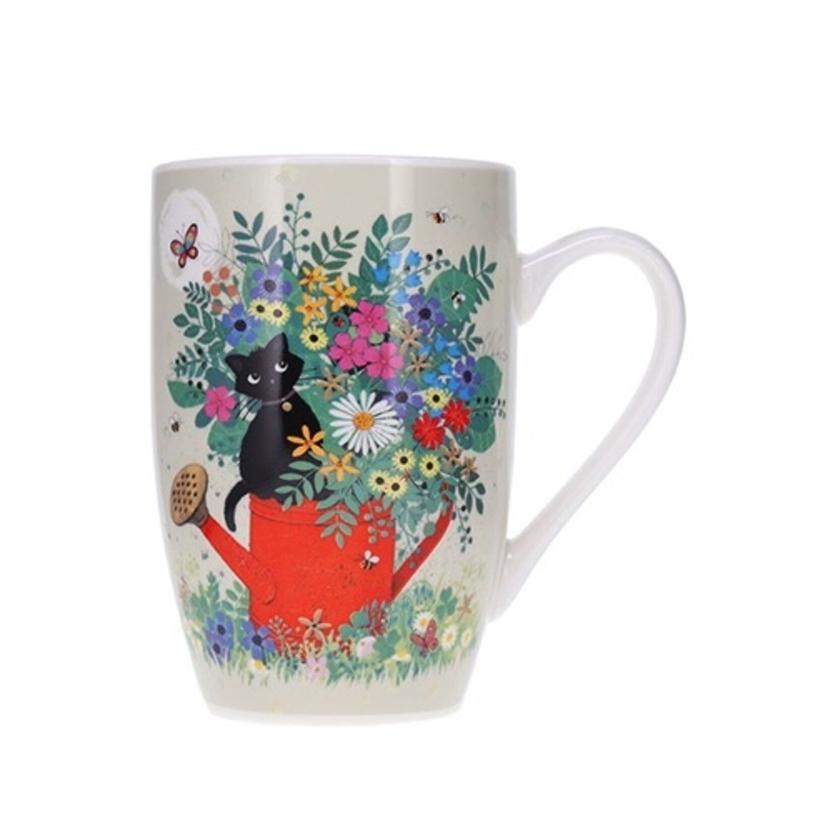 Bug Art Tall Mug - Black Cat on Watering Can (16oz)