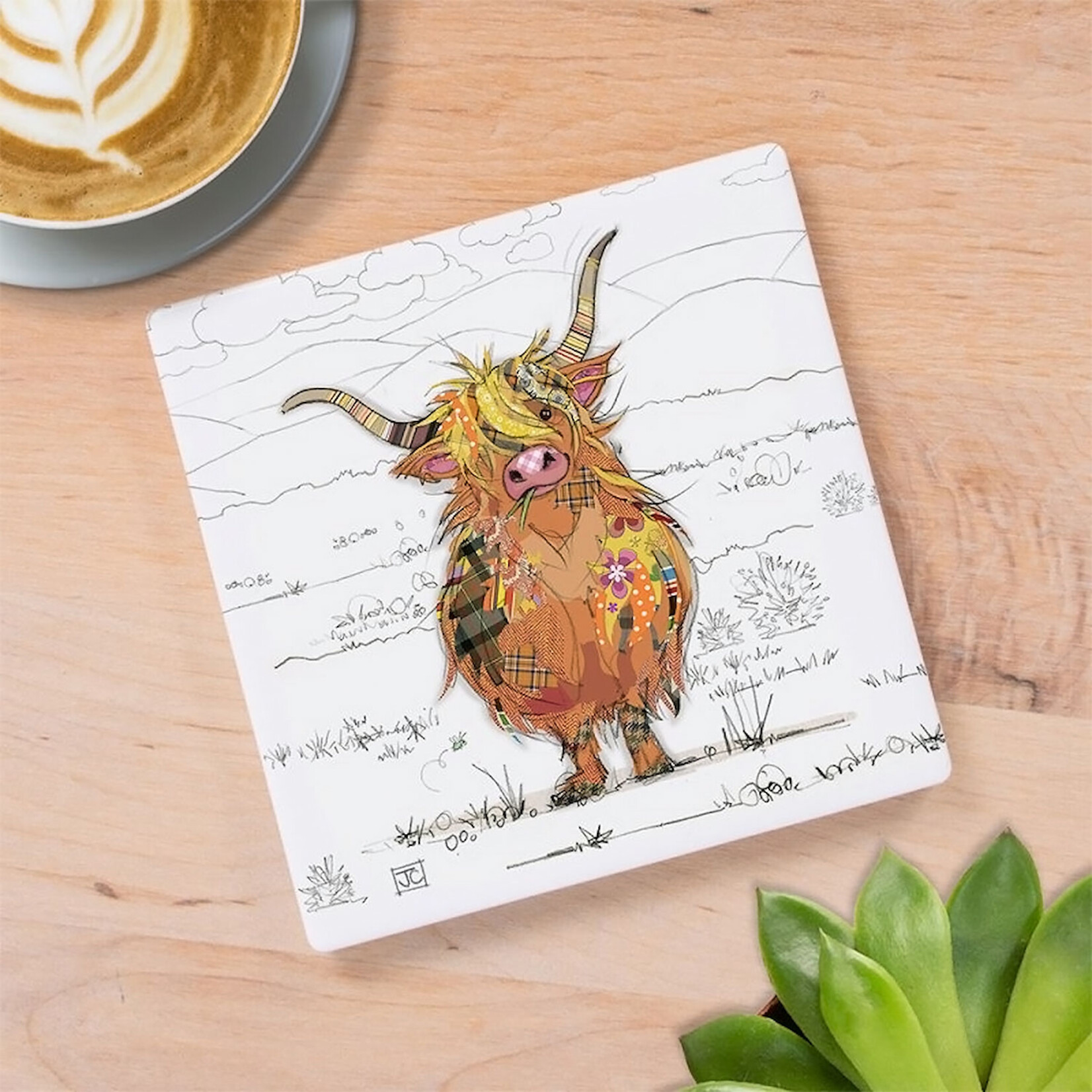 Bug Art Coaster - Hamish Highland Cow