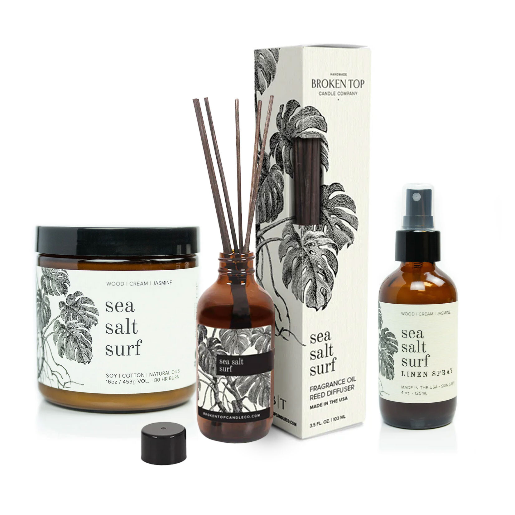 Broken Top Sea Salt Surf - Linen Spray | Reed Diffuser | Soy Candle