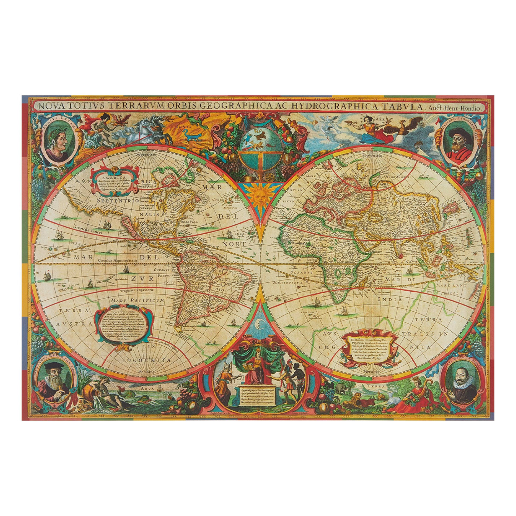 Pomegranate Jigsaw Puzzle - Antique World Map by Henricus Hondius (1000-Piece)