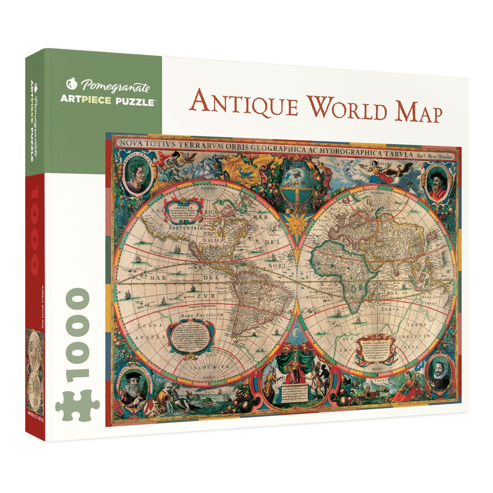 Pomegranate Jigsaw Puzzle - Antique World Map by Henricus Hondius (1000-Piece)