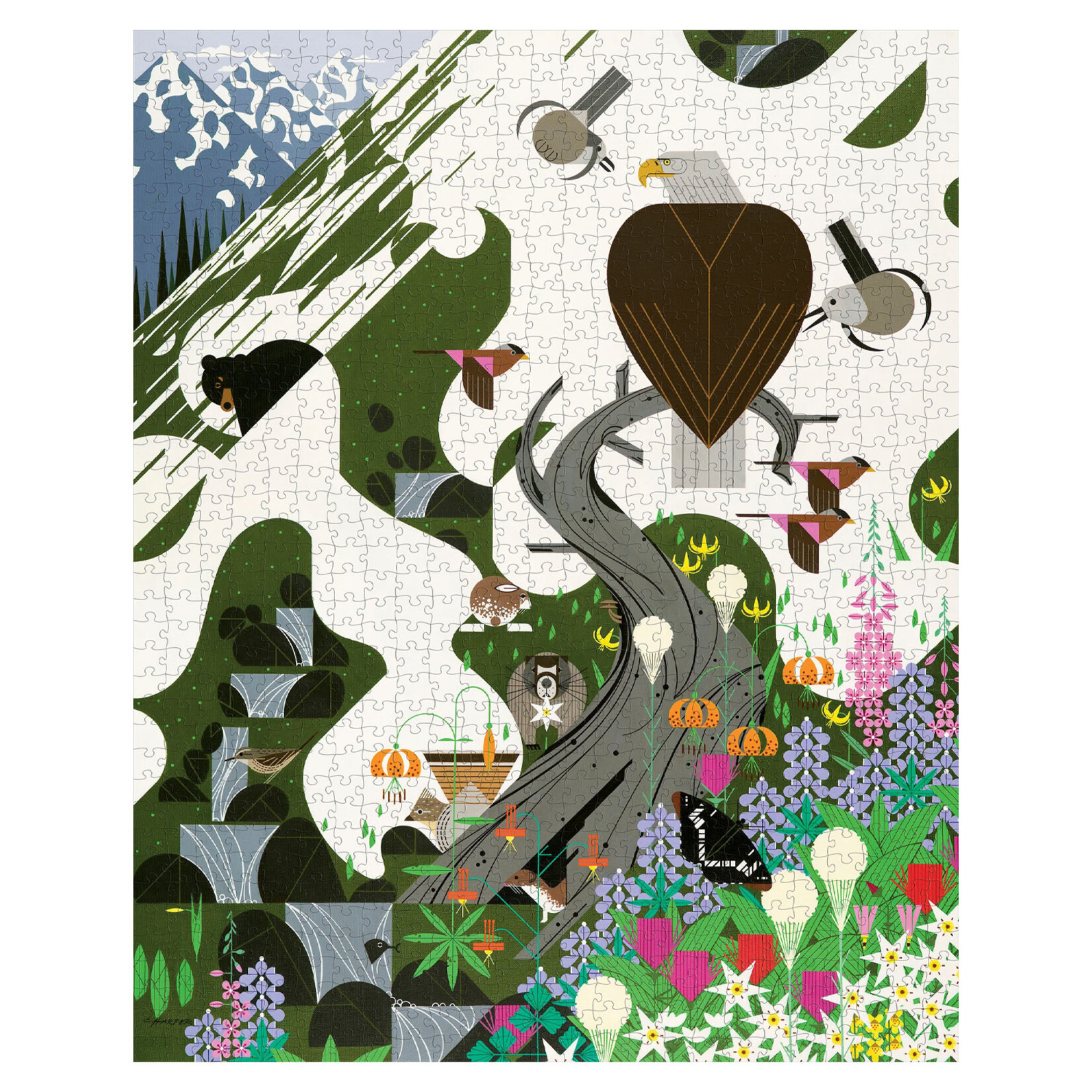 Pomegranate Jigsaw Puzzle - The Alpine Northwest by Charley Harper (1000-Piece)