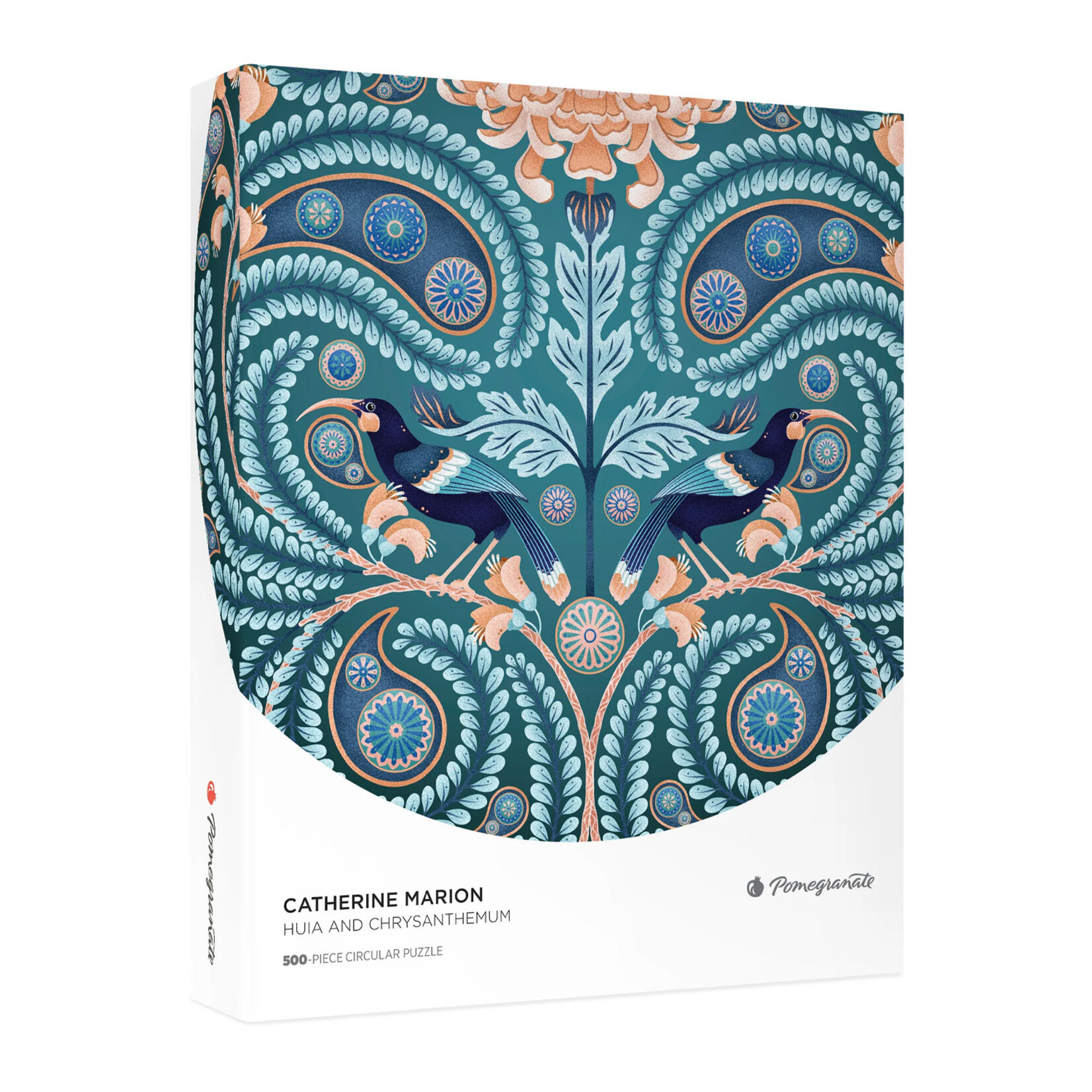 Pomegranate Circular Jigsaw Puzzle - Huia and Chrysanthemum by Catherine Marion (500-Piece)