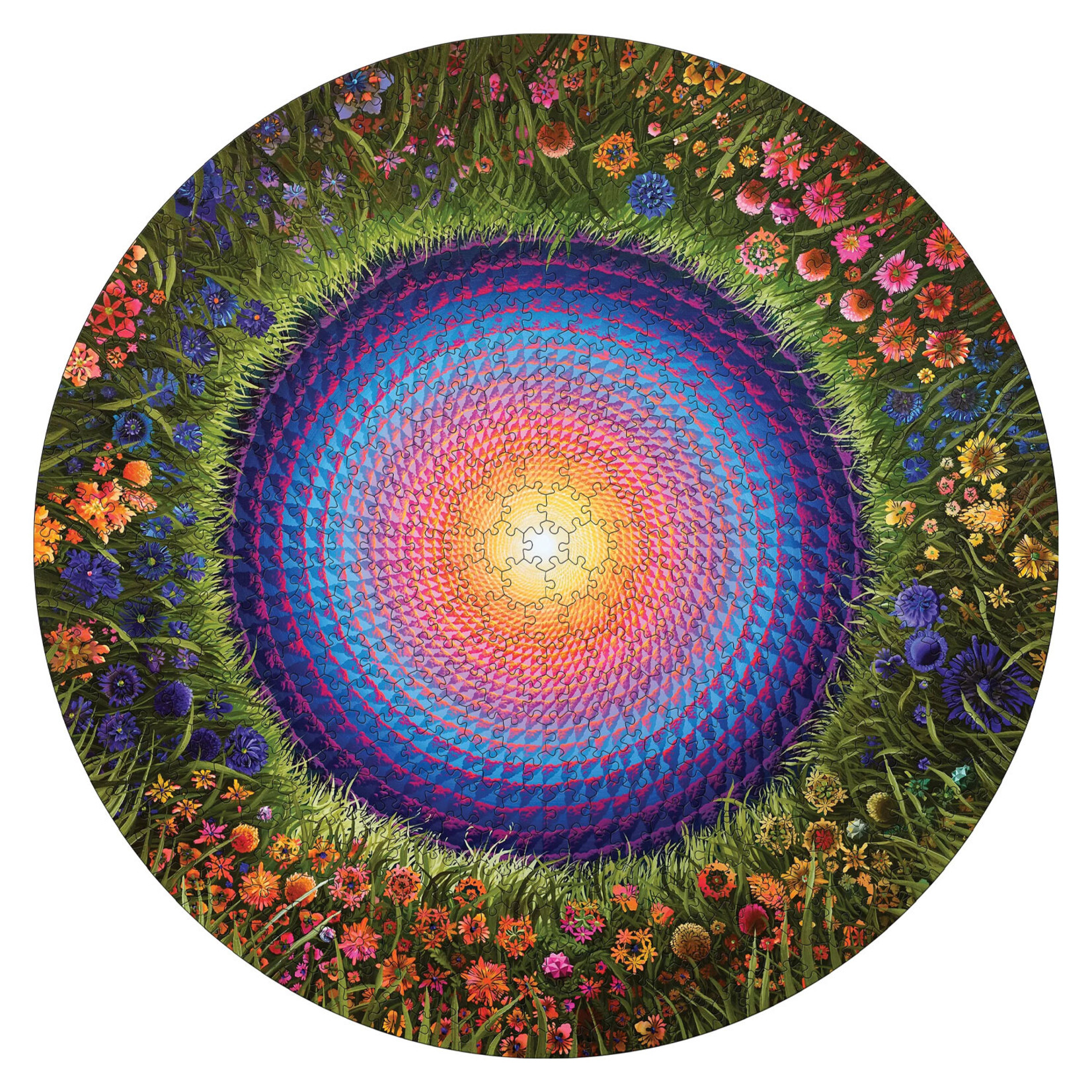 Pomegranate Circular Jigsaw Puzzle - Flower Mandala by Justin Lovato (500-Piece)