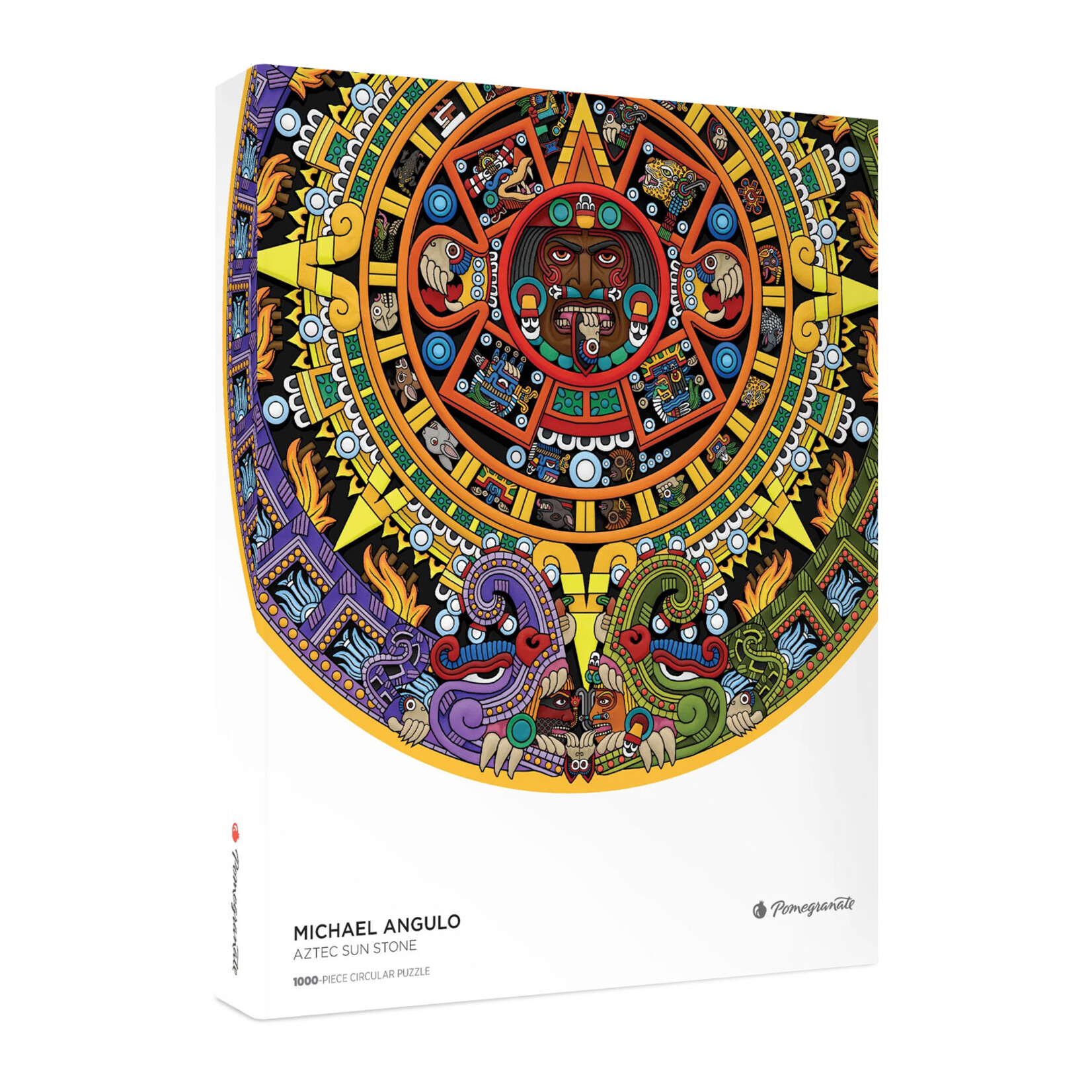 Pomegranate Circular Jigsaw Puzzle - Aztec Sun by Michael Angulo (500-Piece)
