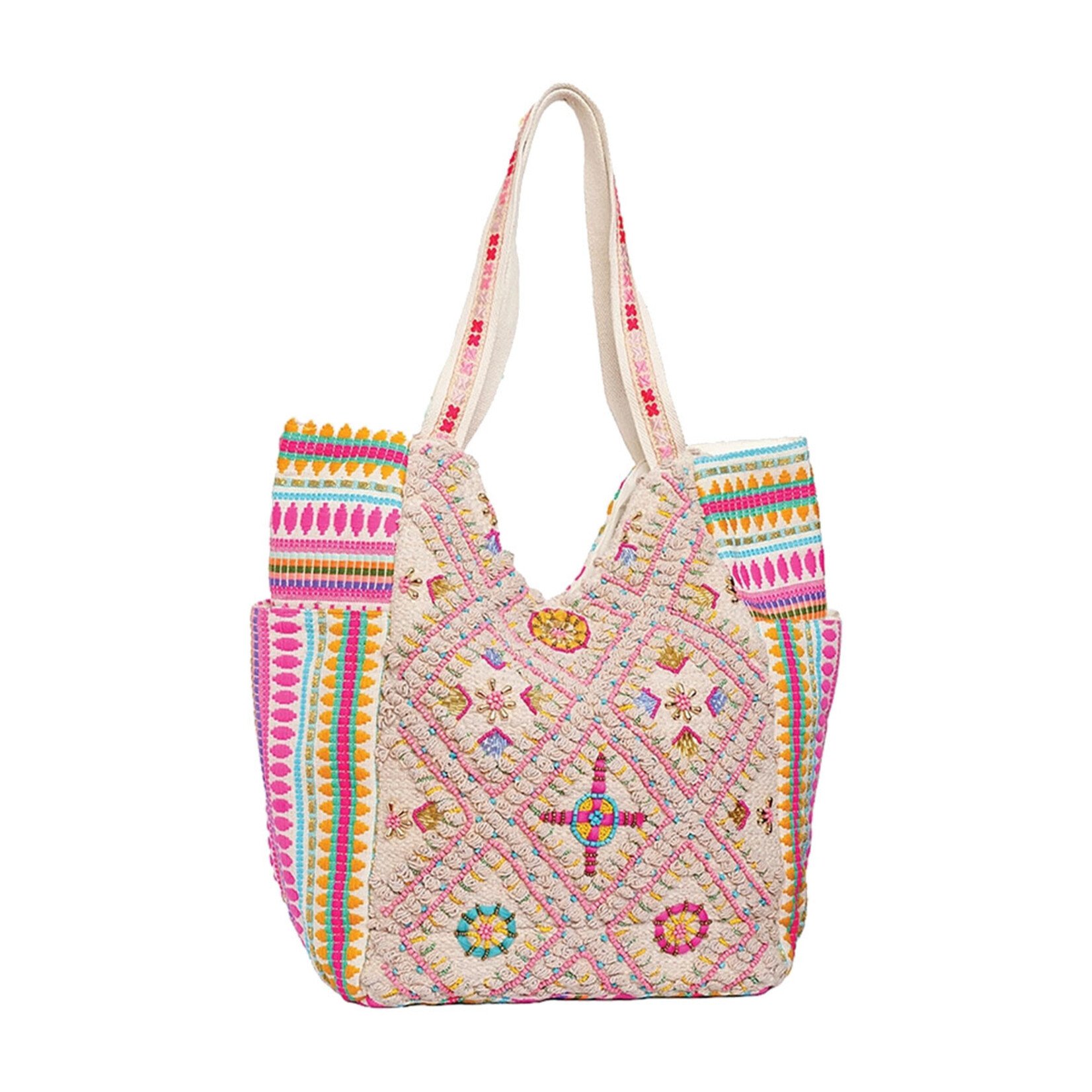 Jen & Co. Eunice Large Contrast Cotton Tote