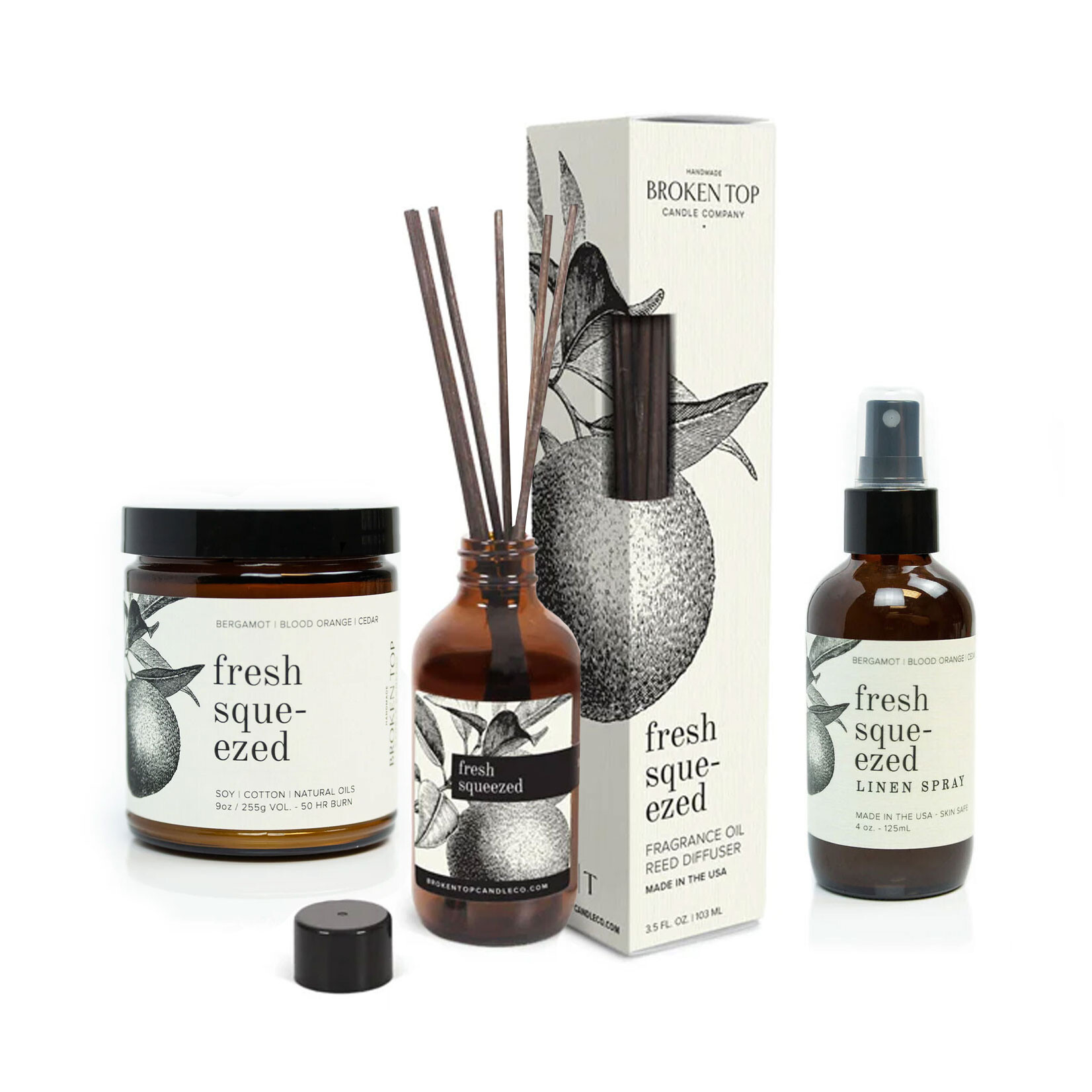 Broken Top Fresh Squeezed - Linen Spray | Reed Diffuser | Soy Candle