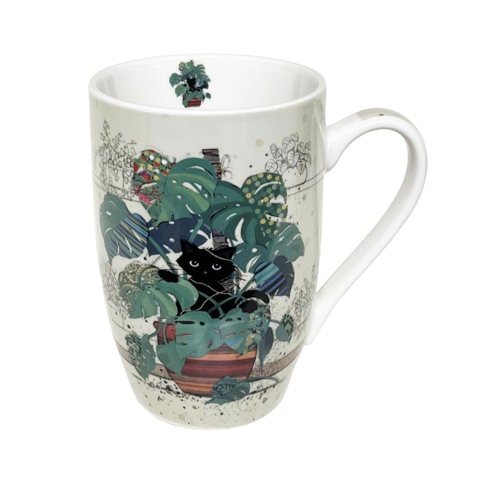 Bug Art Tall Mug - Black Cat in Plant (16oz)