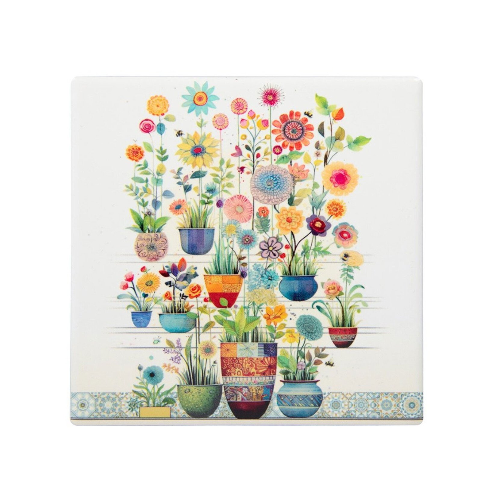 Bug Art Ceramic Coaster - Flower Pots