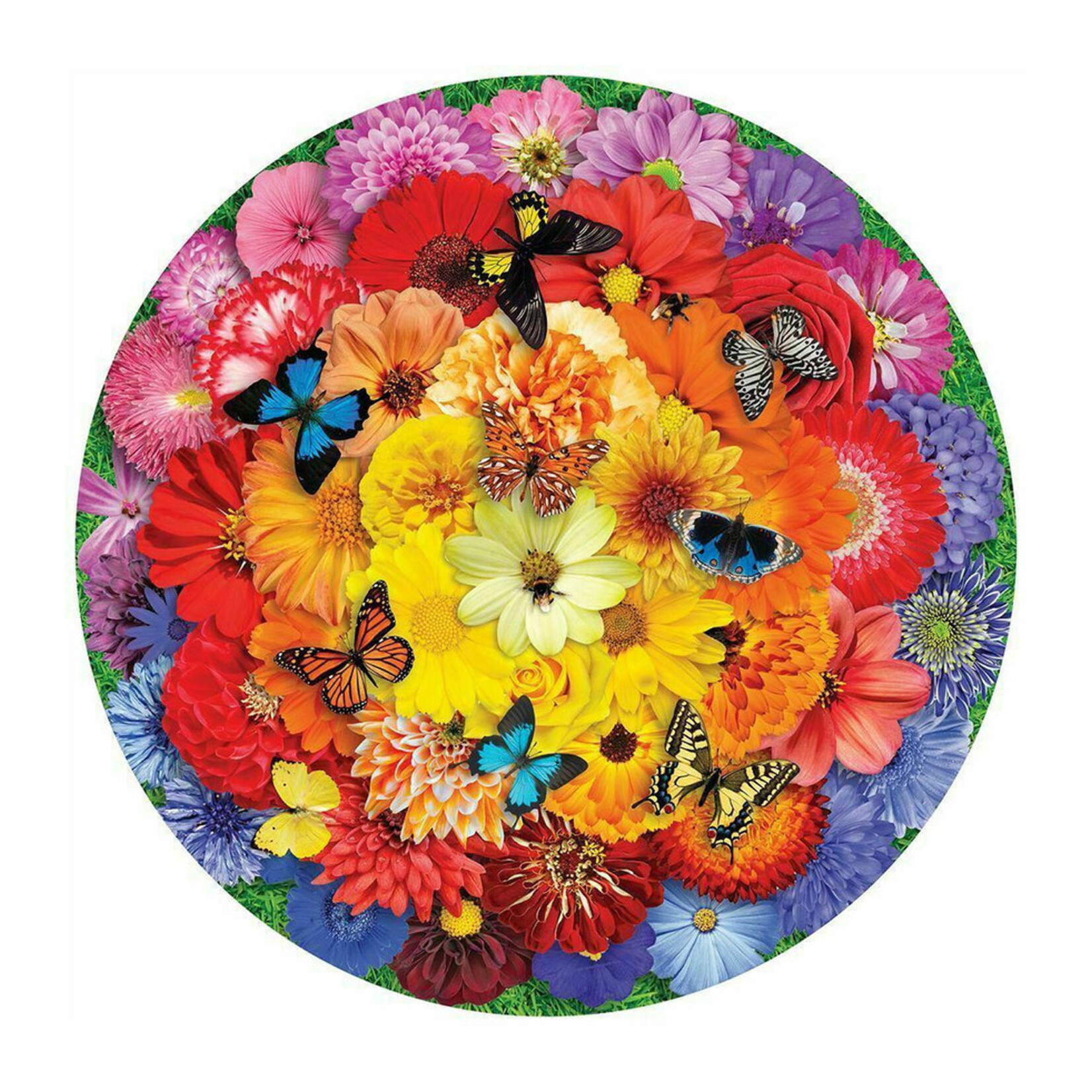 Round Jigsaw Puzzle - Colorful Blooms (500-Piece)