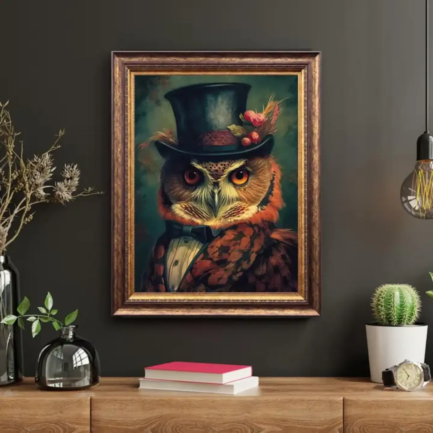 Salty Alyce Wall Decor - Gentleman Red Owl Portrait