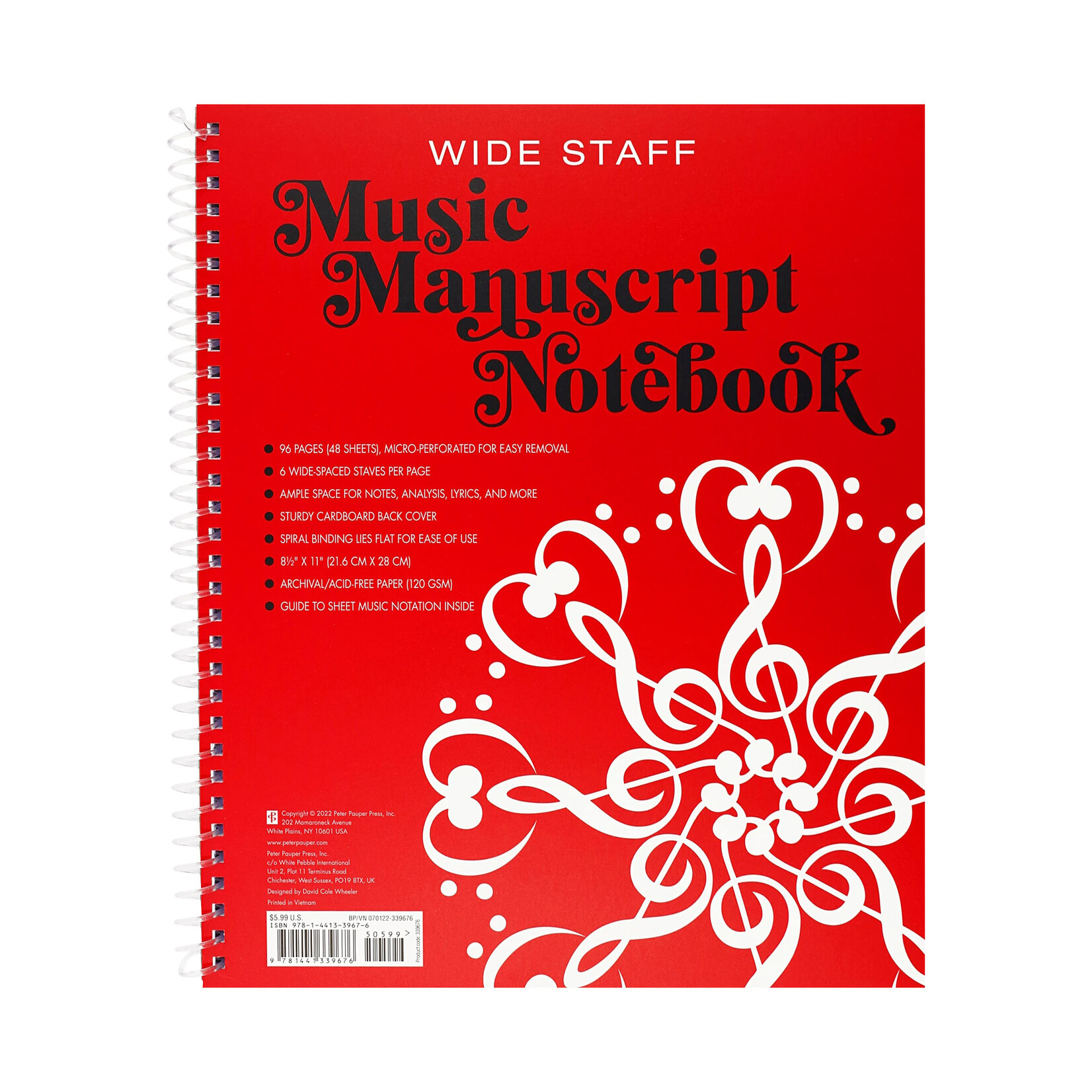 Peter Pauper Press Notebook - Music Manuscript (Wide Staff)