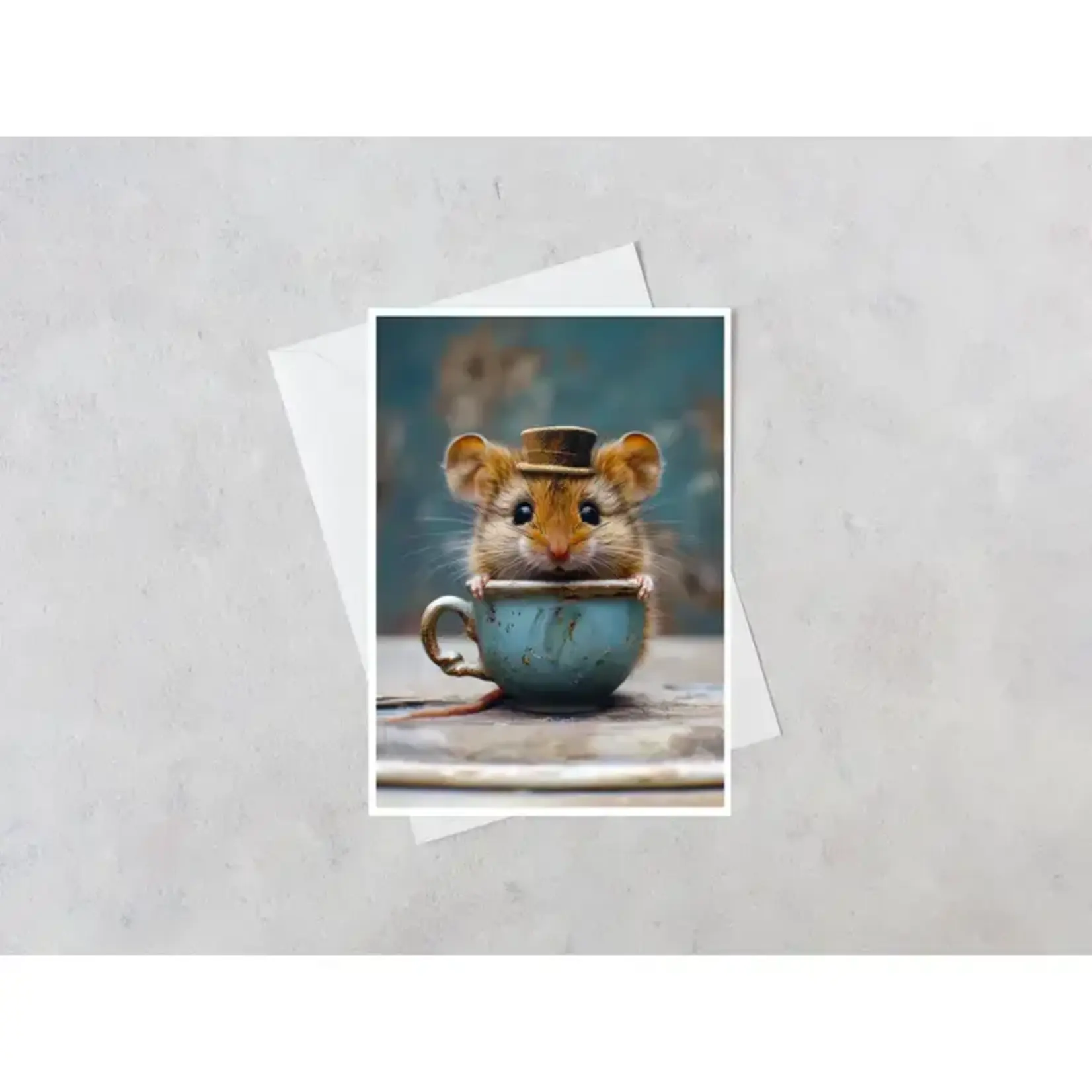 Salty Alyce Card - Mouse in Tea Cup (Blank Inside)