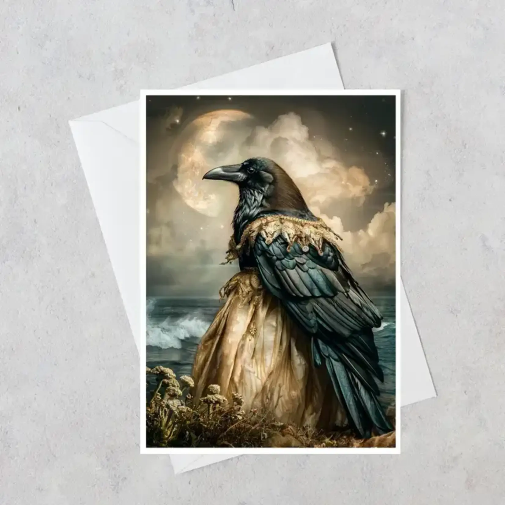 Salty Alyce Greeting Card - Raven of the Silver Moon