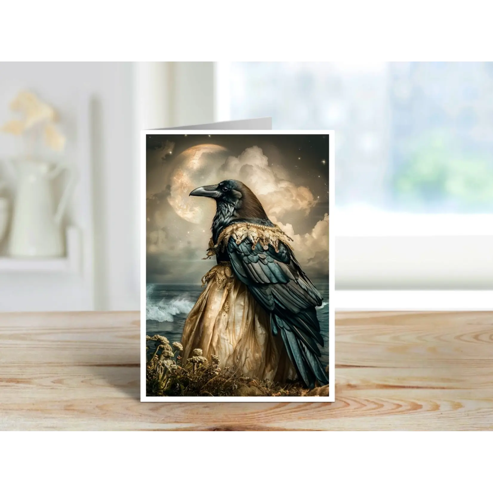 Salty Alyce Card - Raven of the Silver Moon (Blank Inside)