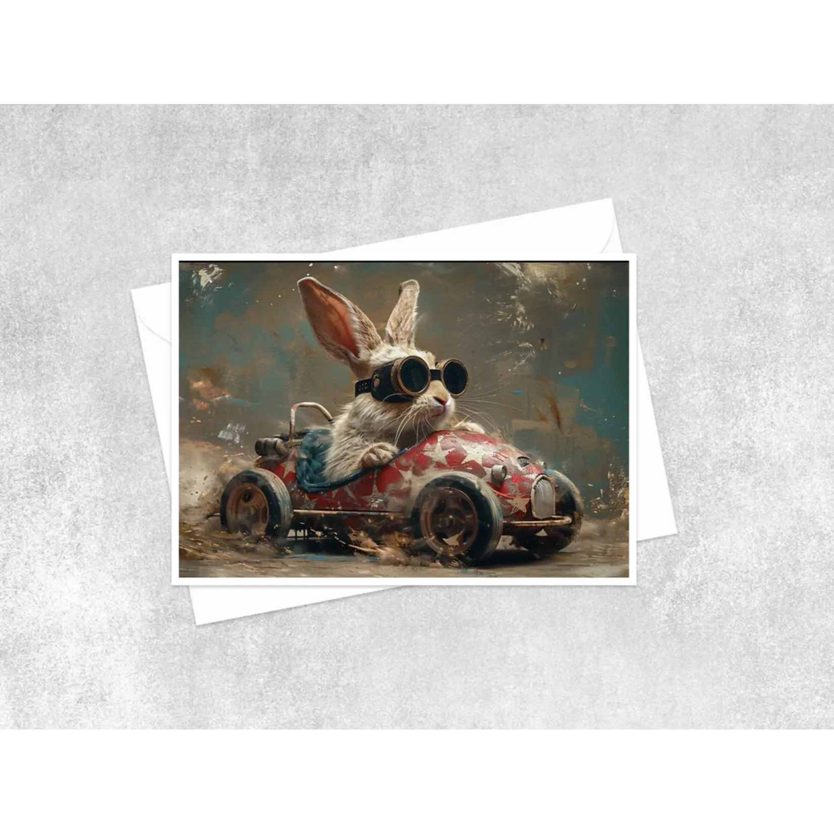 Salty Alyce Greeting Card - Racing with Ricky Rabbit