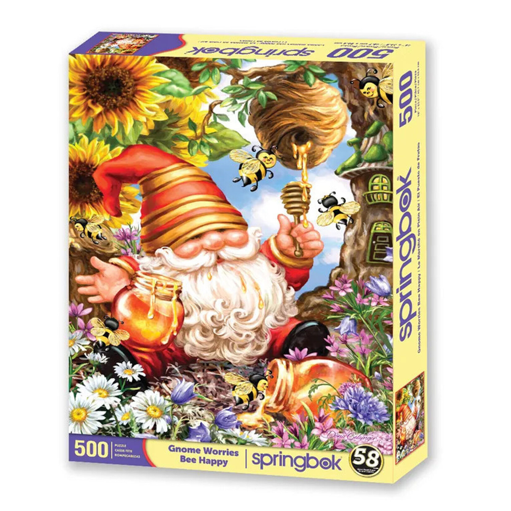 Springbok Jigsaw Puzzle - Gnome Worries Bee Happy (500-Piece)