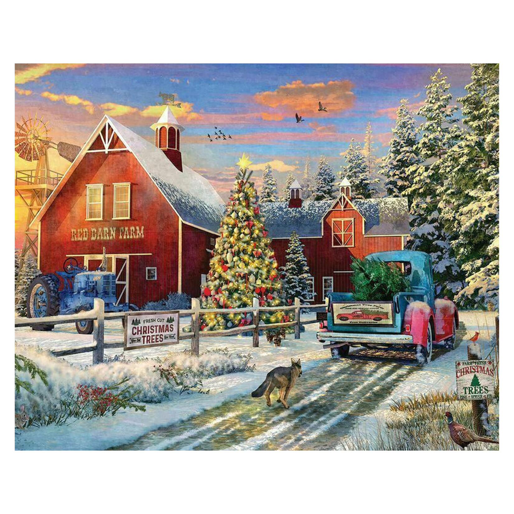 Springbok Jigsaw Puzzle - Red Barn Tree Farm (1000-Piece)