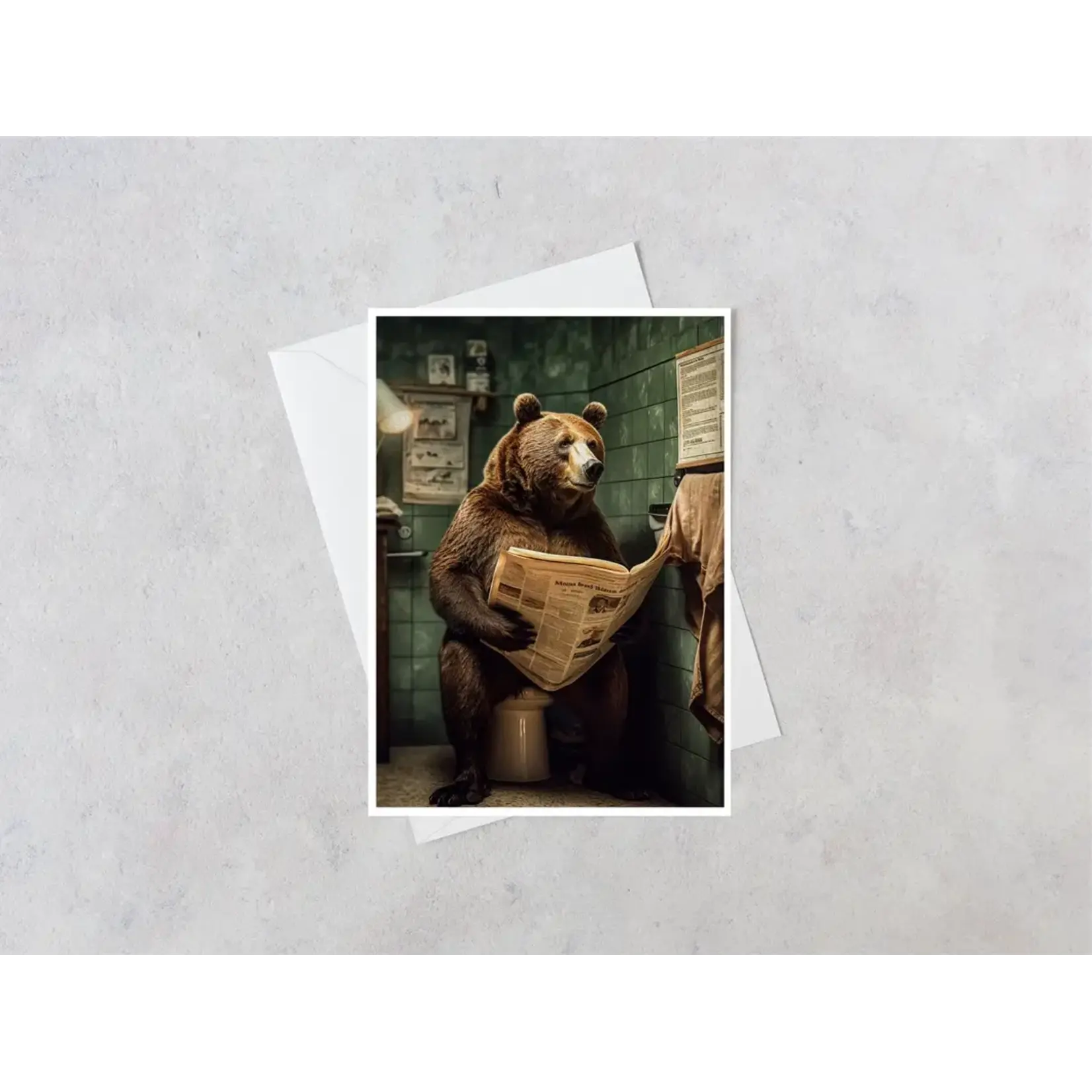 Salty Alyce Greeting Card - Bear in the Bathroom