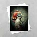 Salty Alyce Greeting Card - Hummingbird with Pink Flowers
