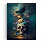 Salty Alyce Wall Decor - Skull With Flowers and Raven