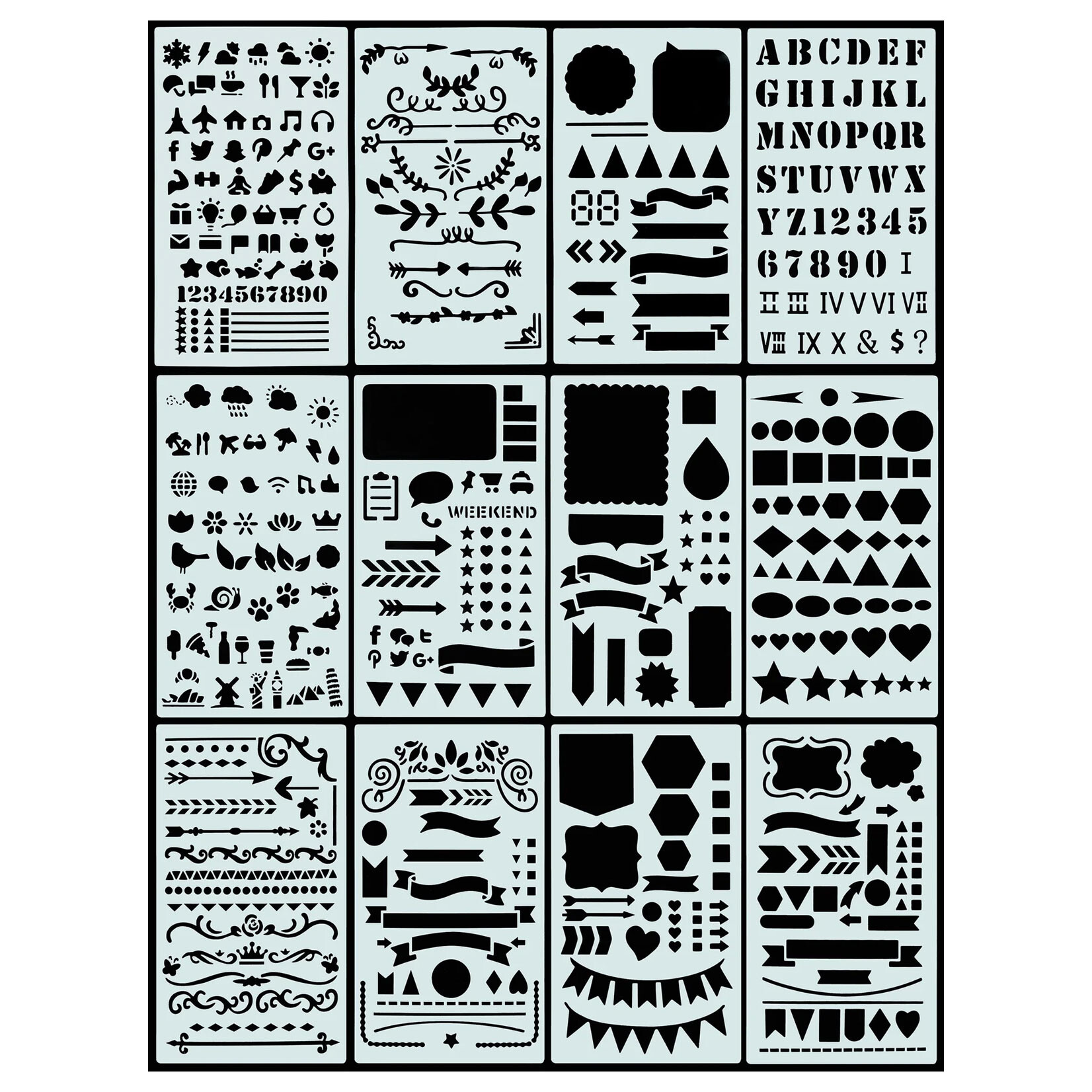 Peter Pauper Press Dotted Journal Stencil Set (12 pcs)